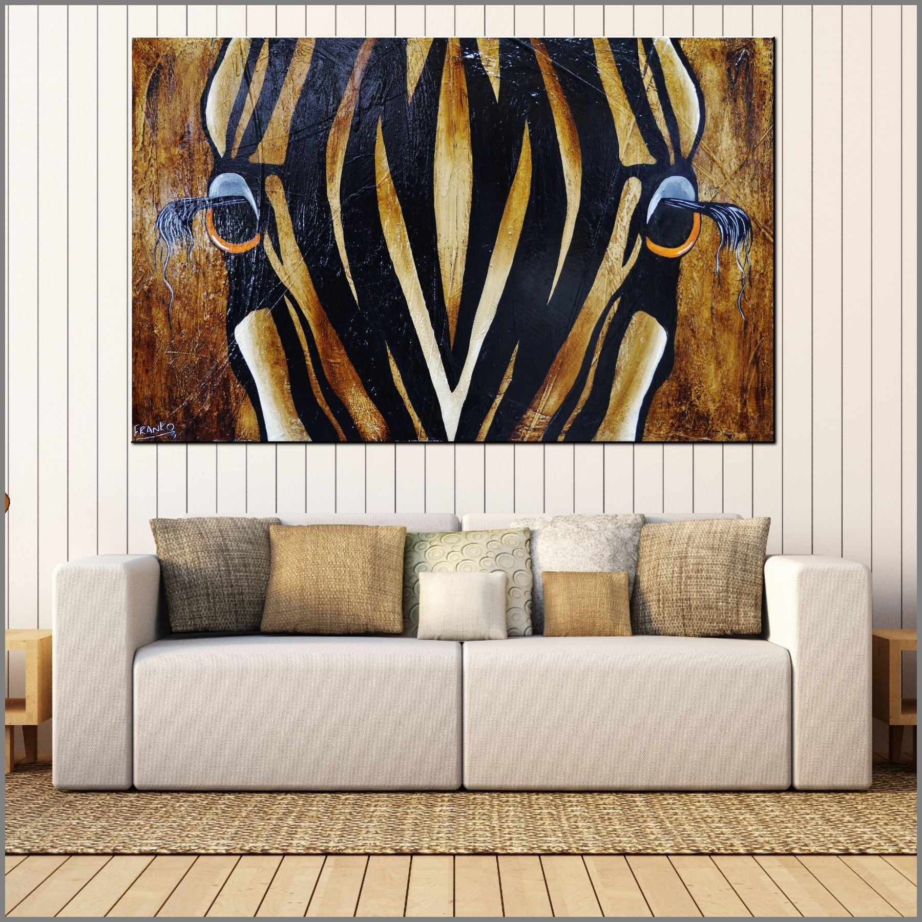Tatenda (Grateful) 160cm x 100cm African Zebra Urban Pop Painting (SOLD)-Animals-Franko-[Franko]-[huge_art]-[Australia]-Franklin Art Studio