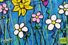 Teal Bloom 160cm x 100cm Flowers 3D Texture based line work #leadlight styled series Painting (SOLD)-abstract realism-[Franko]-[Artist]-[Australia]-[Painting]-Franklin Art Studio