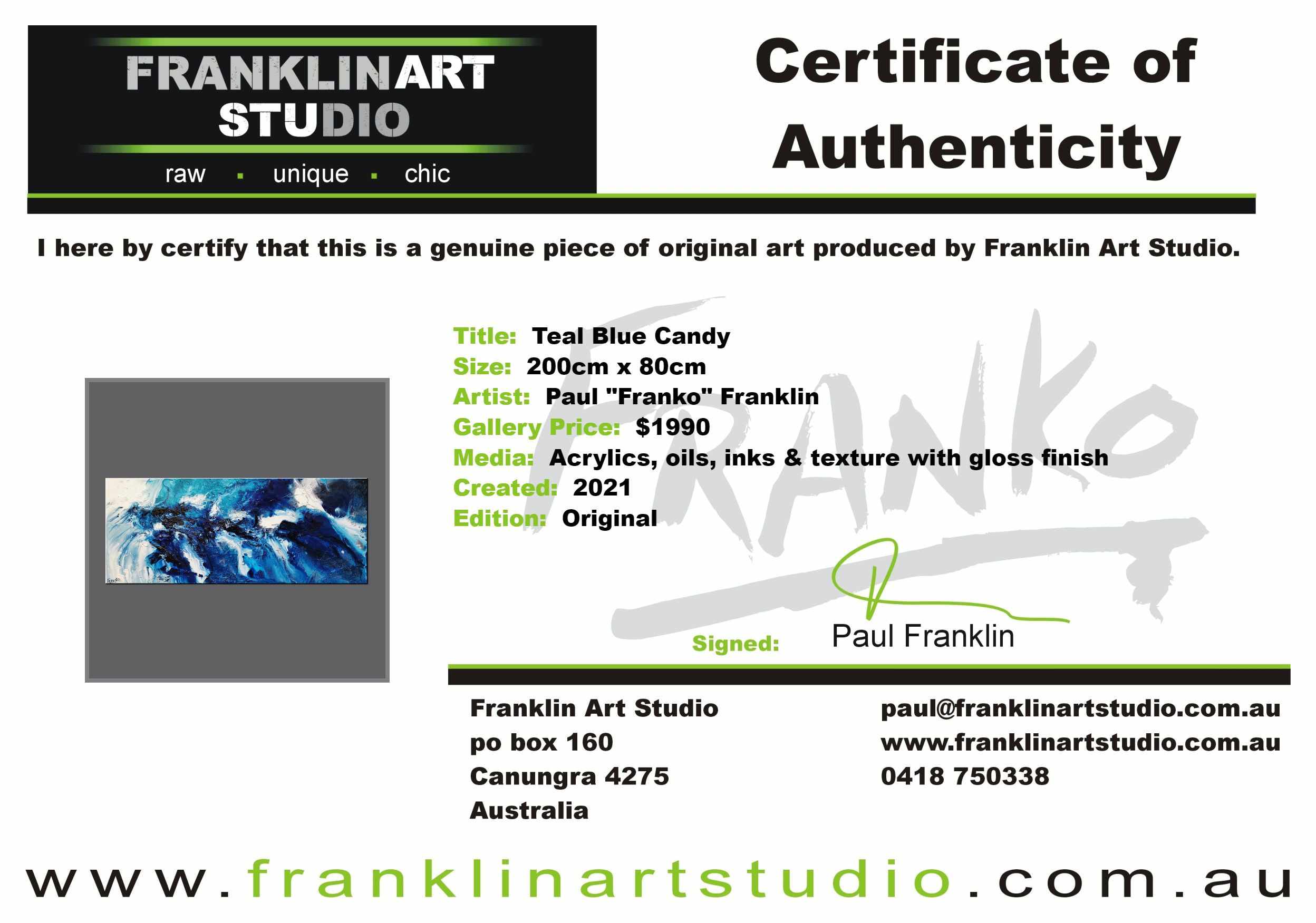 Teal Blue Candy 200cm x 80cm Blue White Teal Textured Abstract Painting (SOLD)-Abstract-[Franko Artist]-[Cheryl]-[Wendy]-[Gabriela]-Franklin Art Studio