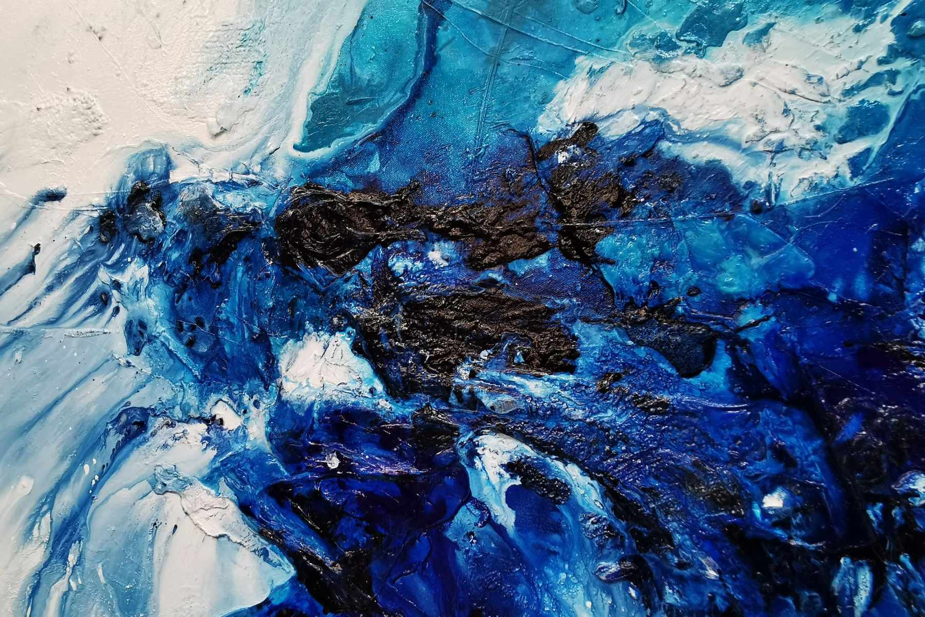 Teal Blue Candy 200cm x 80cm Blue White Teal Textured Abstract Painting (SOLD)