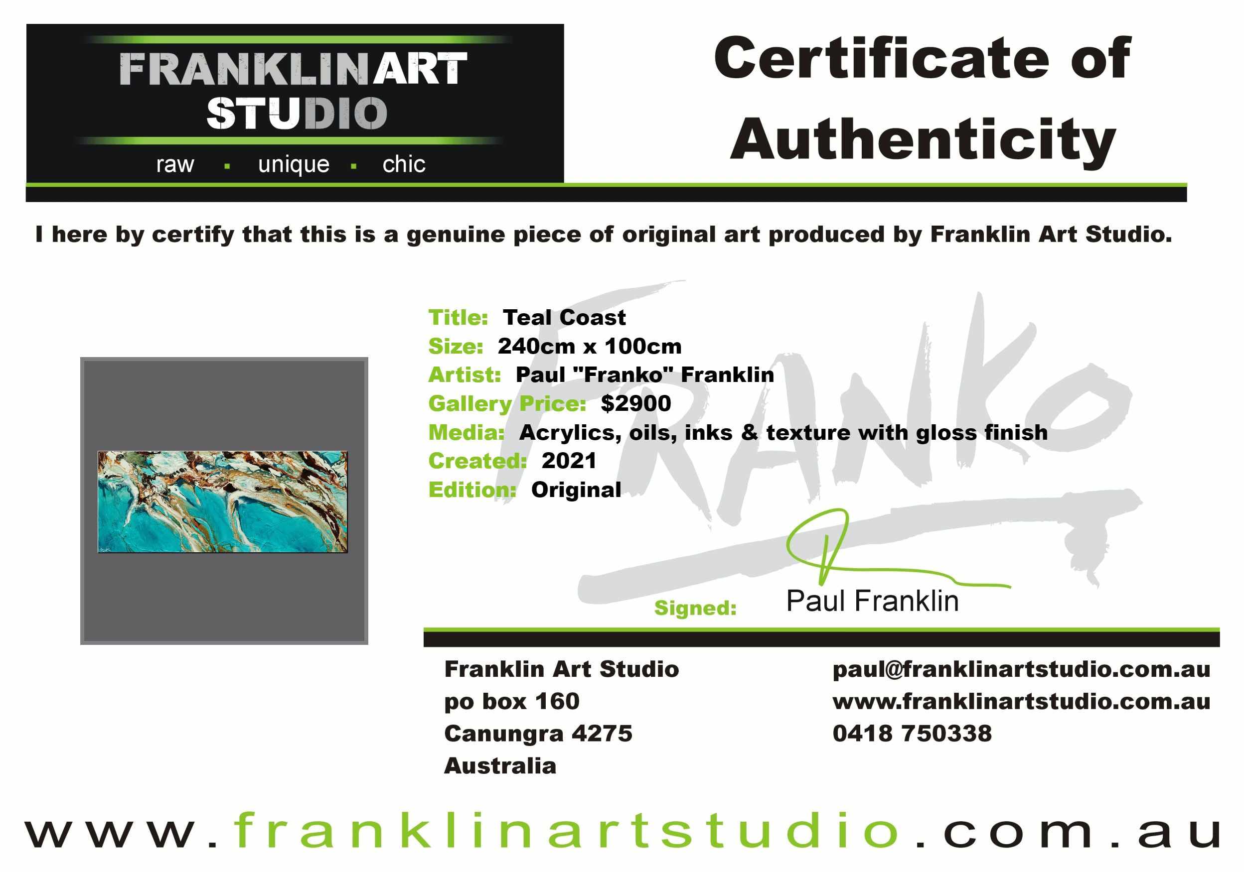 Teal Coast 240cm x 100cm Teal White Oxide Textured Abstract Painting (SOLD)-Abstract-[Franko Artist]-[Cheryl]-[Wendy]-[Gabriela]-Franklin Art Studio