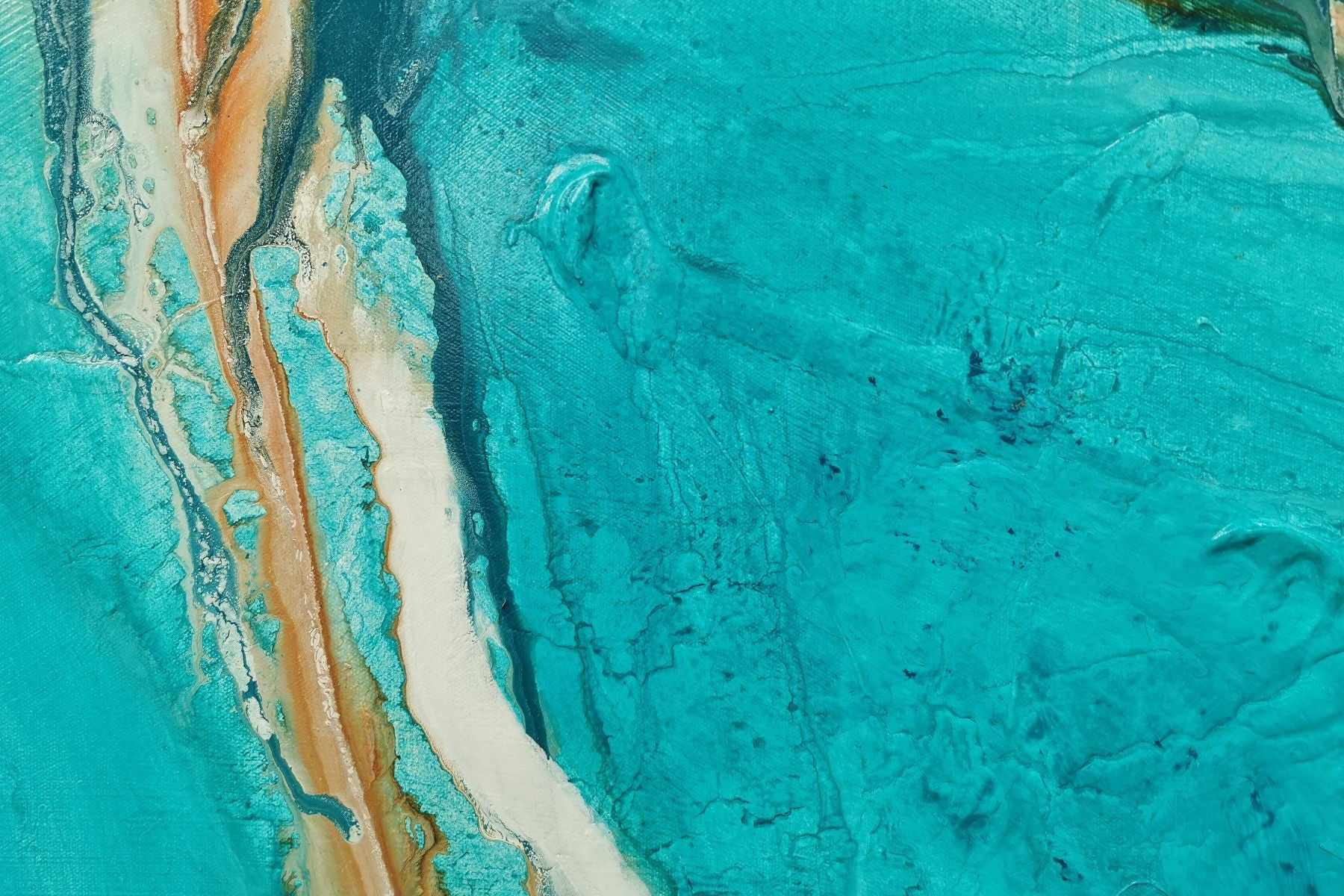 Teal Coast 240cm x 100cm Teal White Oxide Textured Abstract Painting (SOLD)