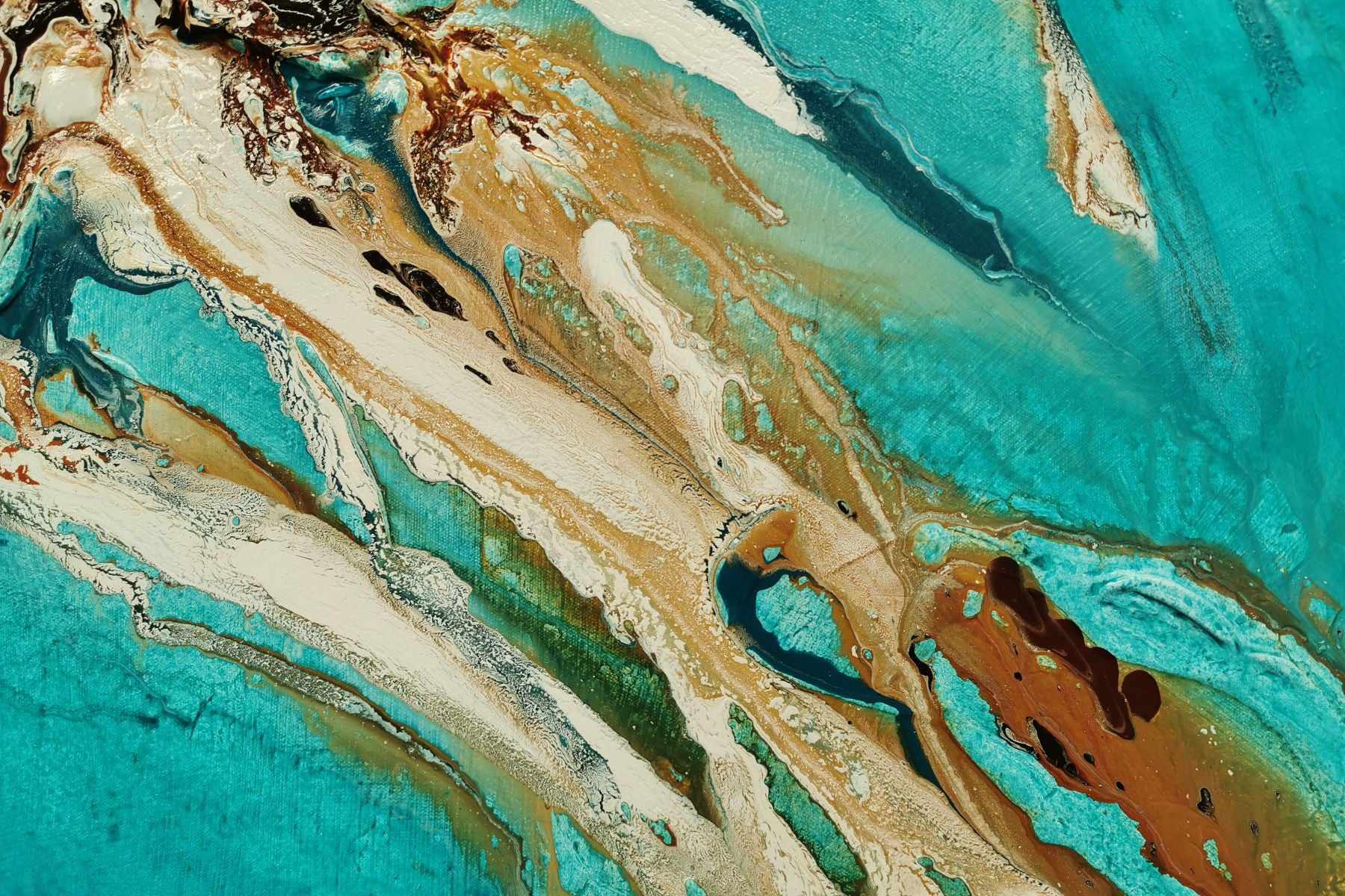 Teal Coast 240cm x 100cm Teal White Oxide Textured Abstract Painting (SOLD)