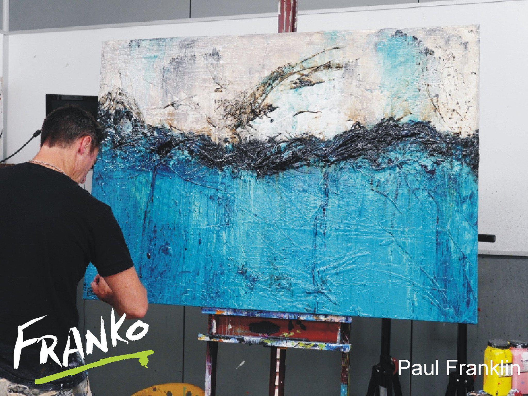 Teal Star 140cm x 100cm Teal Abstract Painting (SOLD)-abstract-[Franko Artist]-[Gold Coast]-[Brisbane]-[Huge]-Franklin Art Studio