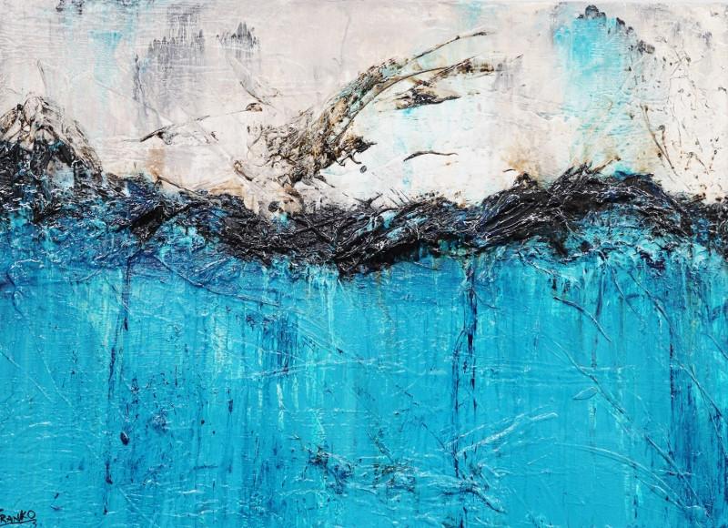 Teal Star 140cm x 100cm Teal Abstract Painting (SOLD)-abstract-[Franko ]-[Gallery]-[popular]-[Australia]-Franklin Art Studio