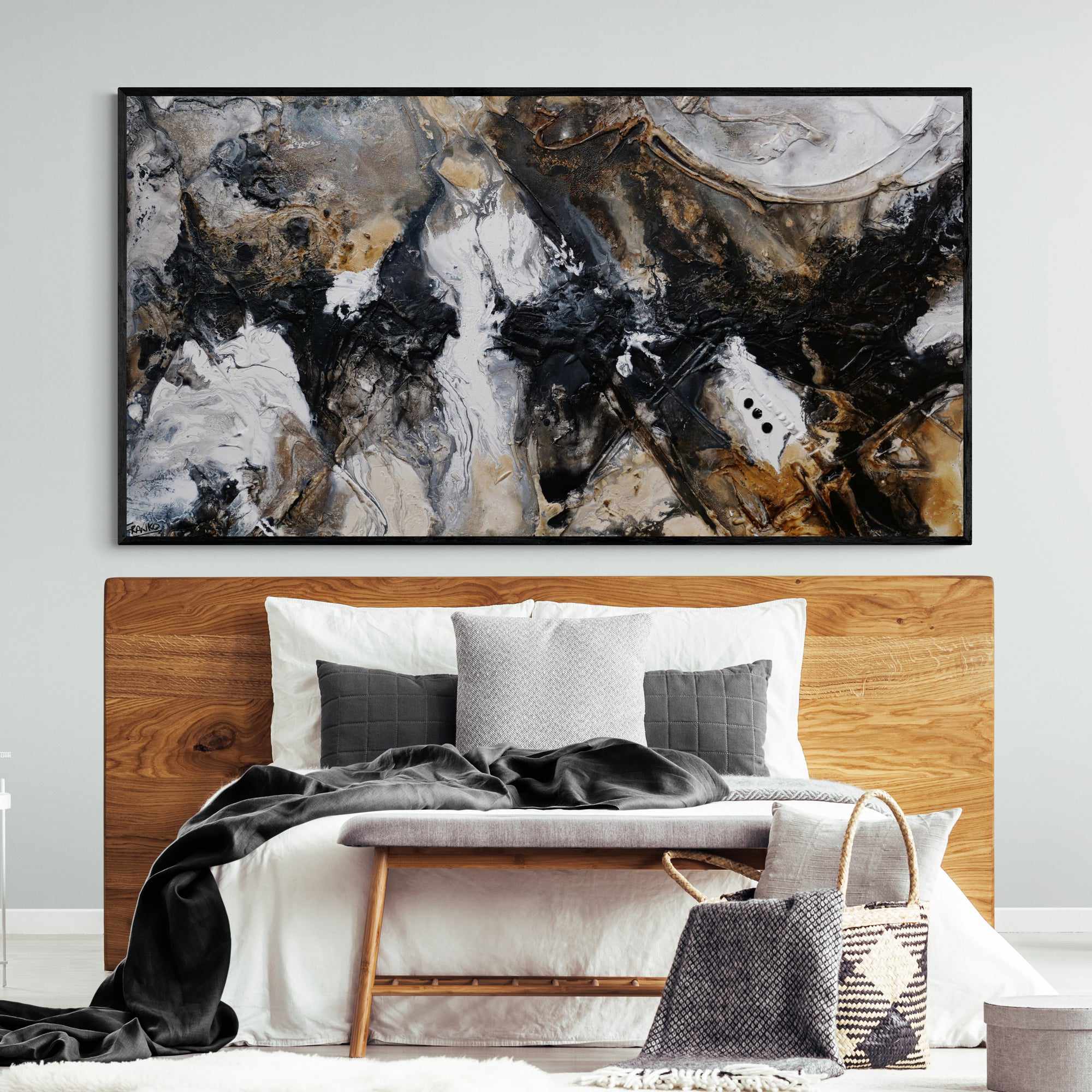 Tectonic 190cm x 100cm Brown Black Textured Abstract Painting (SOLD)-Abstract-Franko-[franko_artist]-[Art]-[interior_design]-Franklin Art Studio