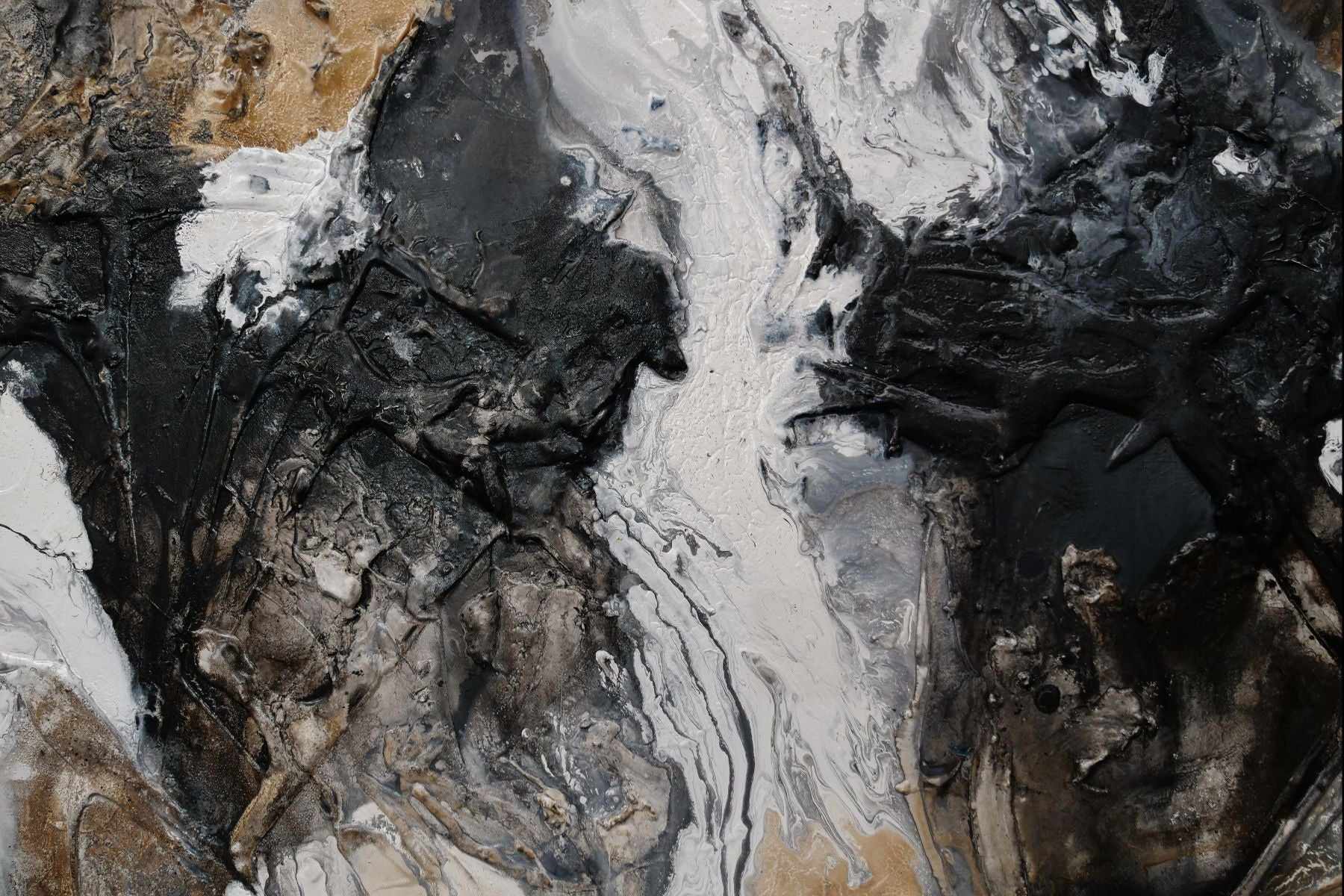 Tectonic 190cm x 100cm Brown Black Textured Abstract Painting (SOLD)