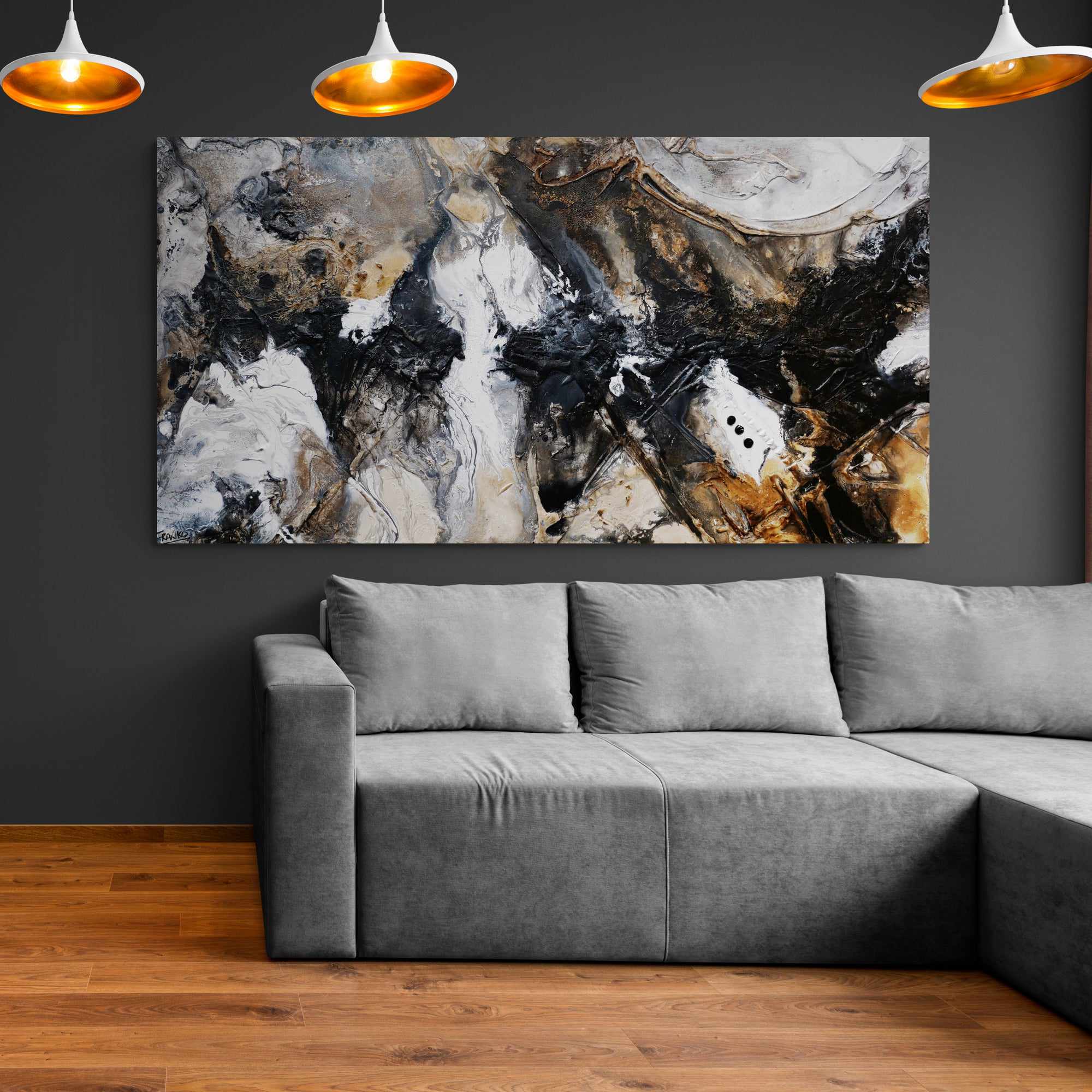 Tectonic 190cm x 100cm Brown Black Textured Abstract Painting (SOLD)-Abstract-Franko-[Franko]-[huge_art]-[Australia]-Franklin Art Studio