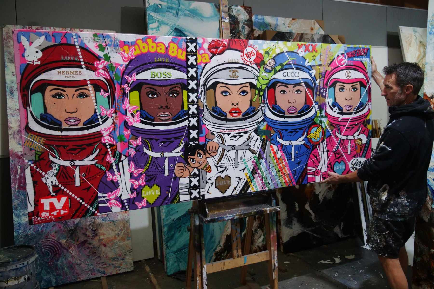 The 5th Cadet 240cm x 100cm Space Cadets Textured Urban Pop Art Painting (SOLD)-Urban Pop Art-Franko-[franko_artist]-[Art]-[interior_design]-Franklin Art Studio