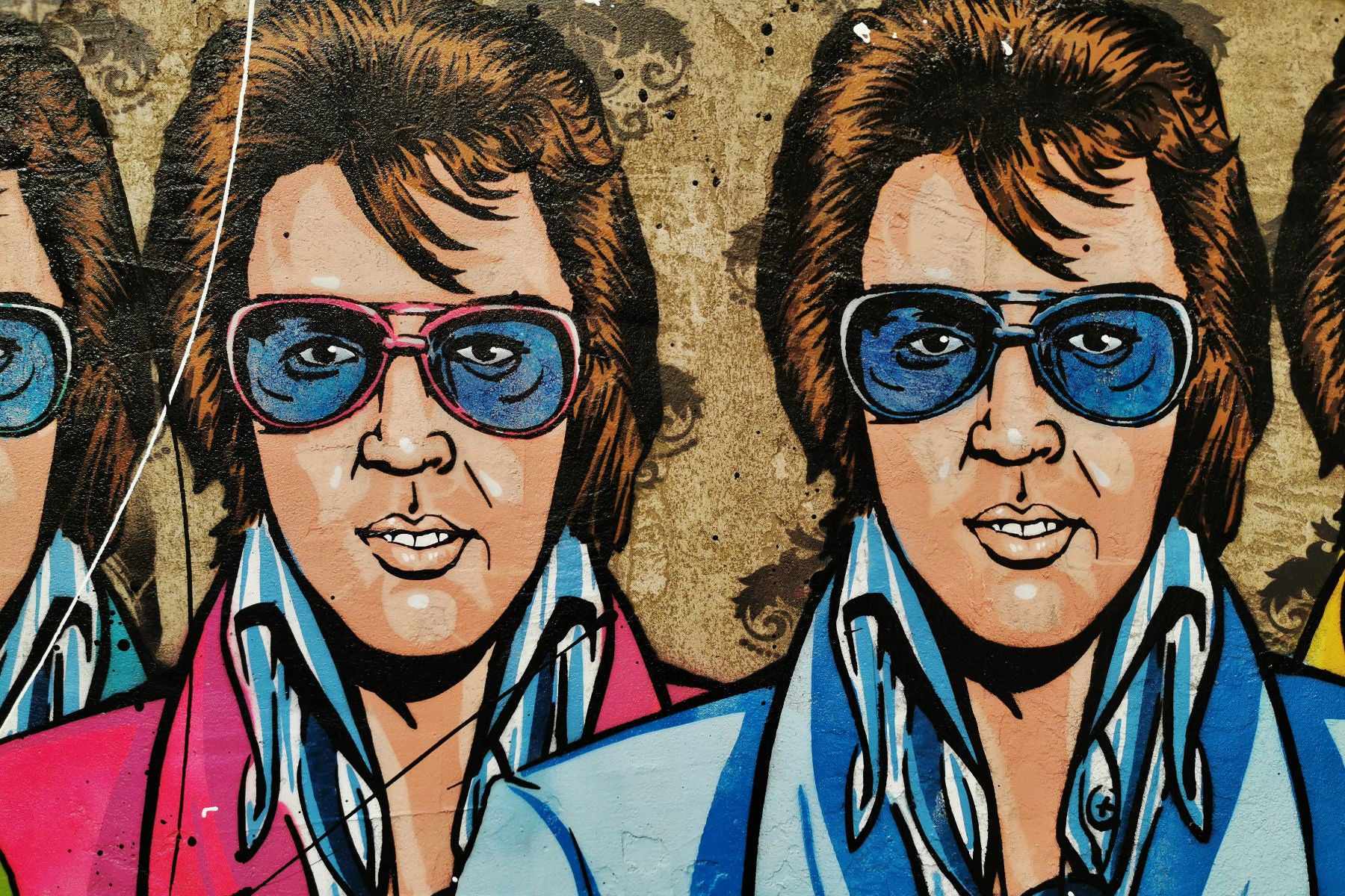 The 6 Faces of Elvis 200cm x 80cm Elvis Presley Industrial Concrete Urban Pop Painting (SOLD)