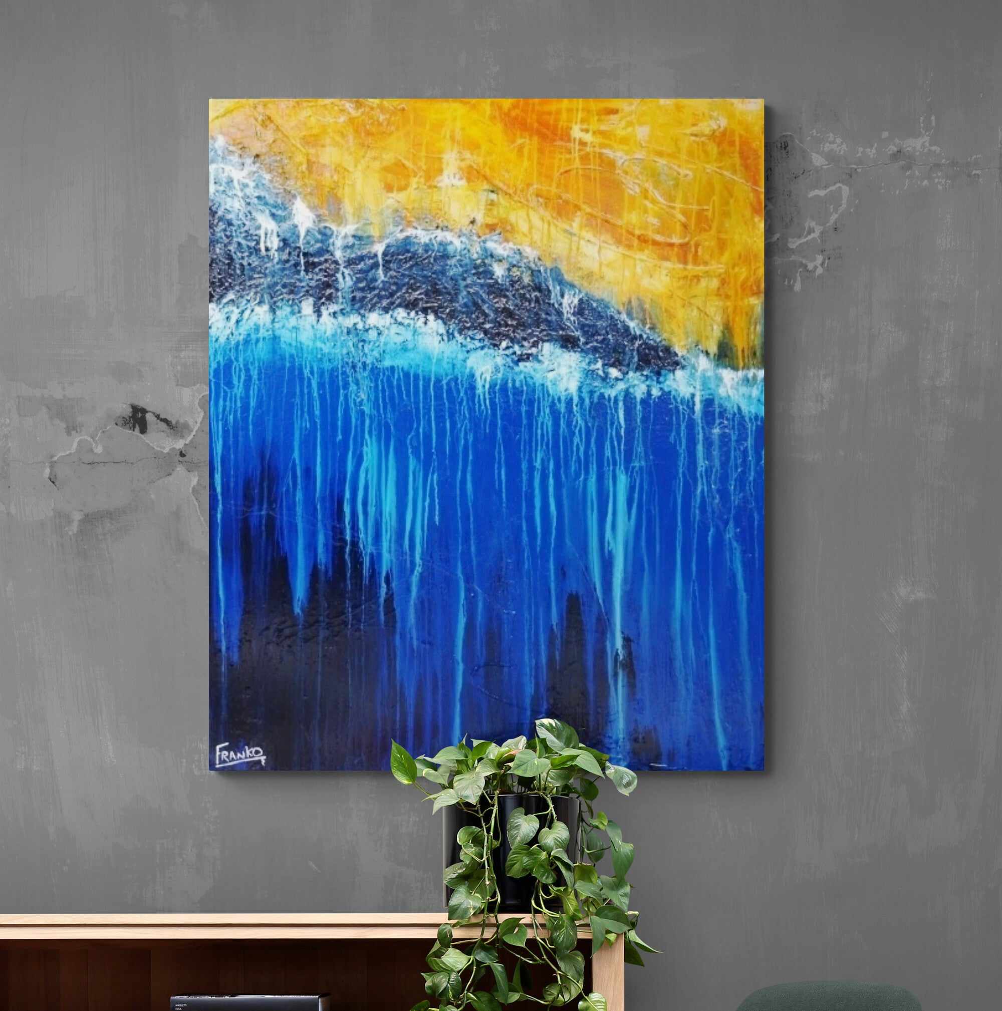 The Blue 120cm x 100cm Blue Abstract Painting (SOLD)-abstract-[Franko Artist]-[Cheryl]-[Wendy]-[Gabriela]-Franklin Art Studio