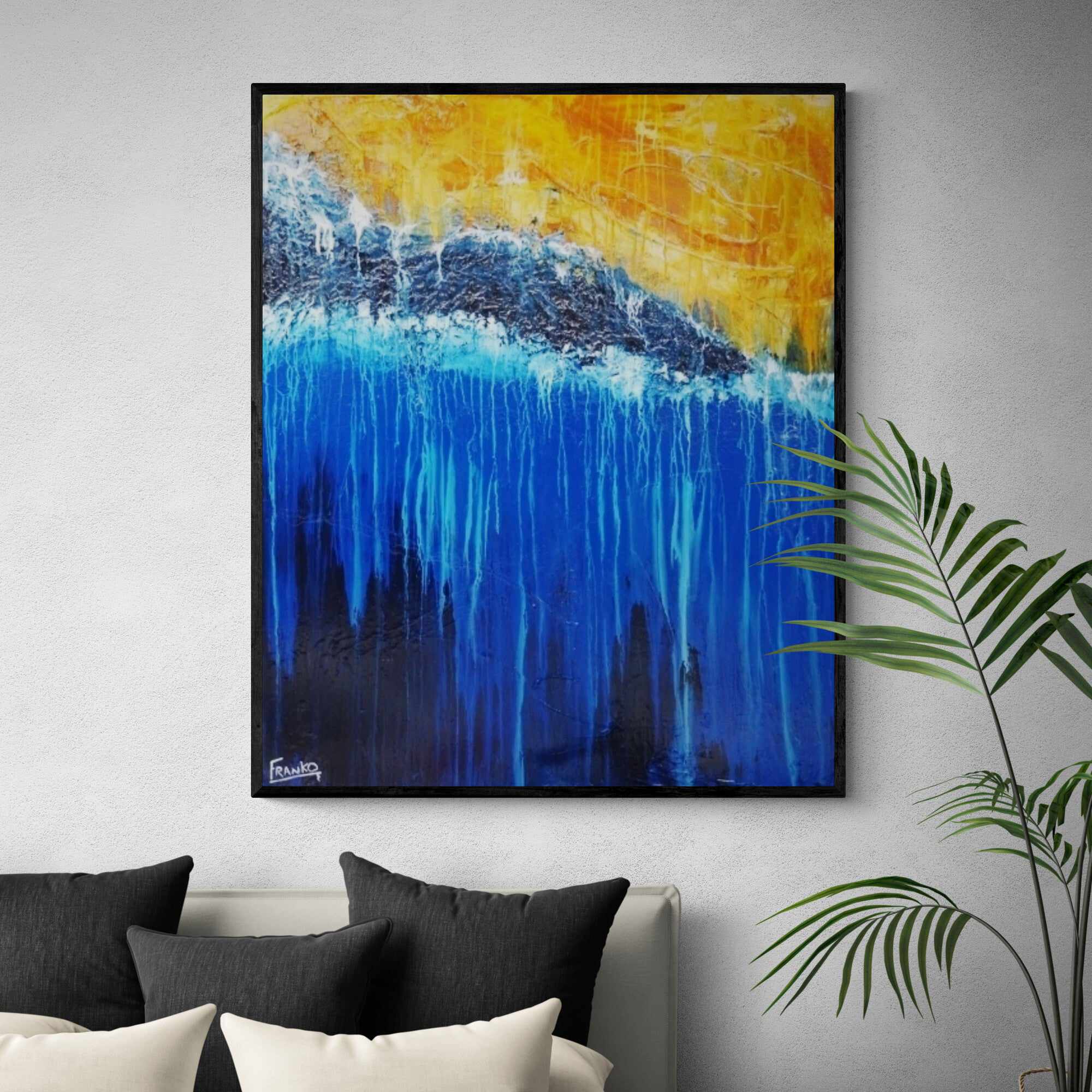 The Blue 120cm x 100cm Blue Abstract Painting (SOLD)-abstract-Franko-[huge]-[Australian]-[best Selling]-Franklin Art Studio