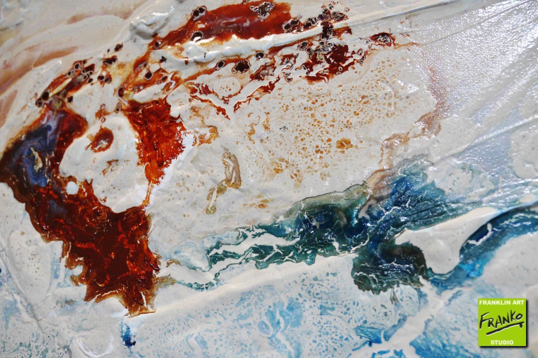 The Cay 100cm x 100cm White Blue Textured Abstract Painting (SOLD)
