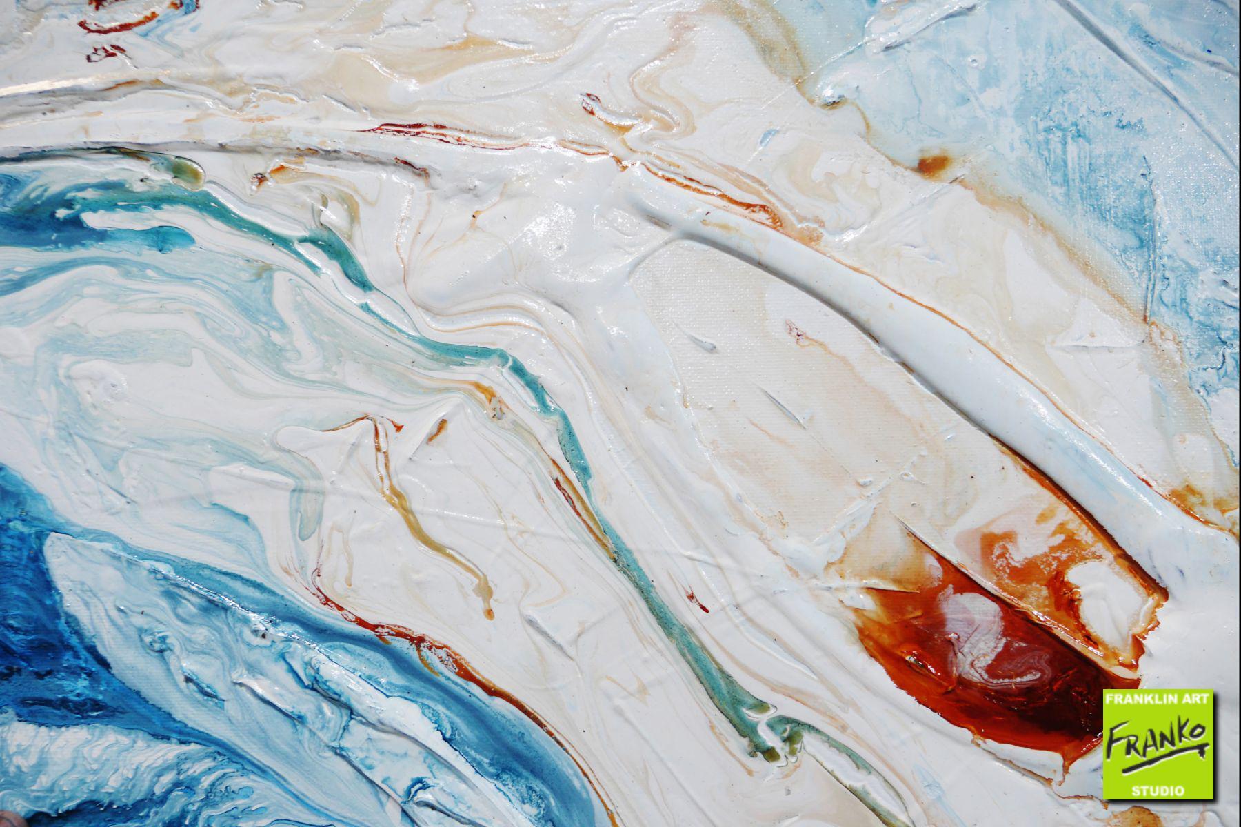 The Cay 100cm x 100cm White Blue Textured Abstract Painting (SOLD)-Abstract-[Franko]-[Artist]-[Australia]-[Painting]-Franklin Art Studio