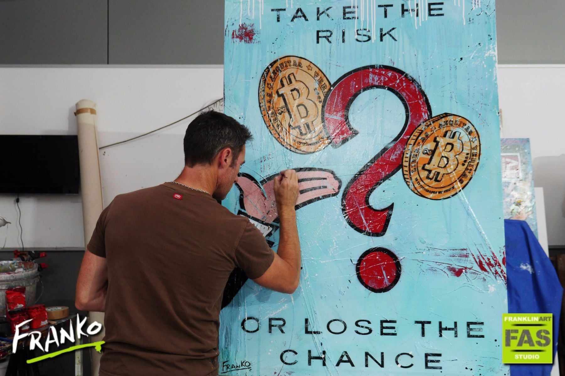 The Chance 140cm x 100cm Monopoly Man Bitcoin (SOLD)-bitcoin themed-[Franko Artist]-[Gold Coast]-[Brisbane]-[Huge]-Franklin Art Studio