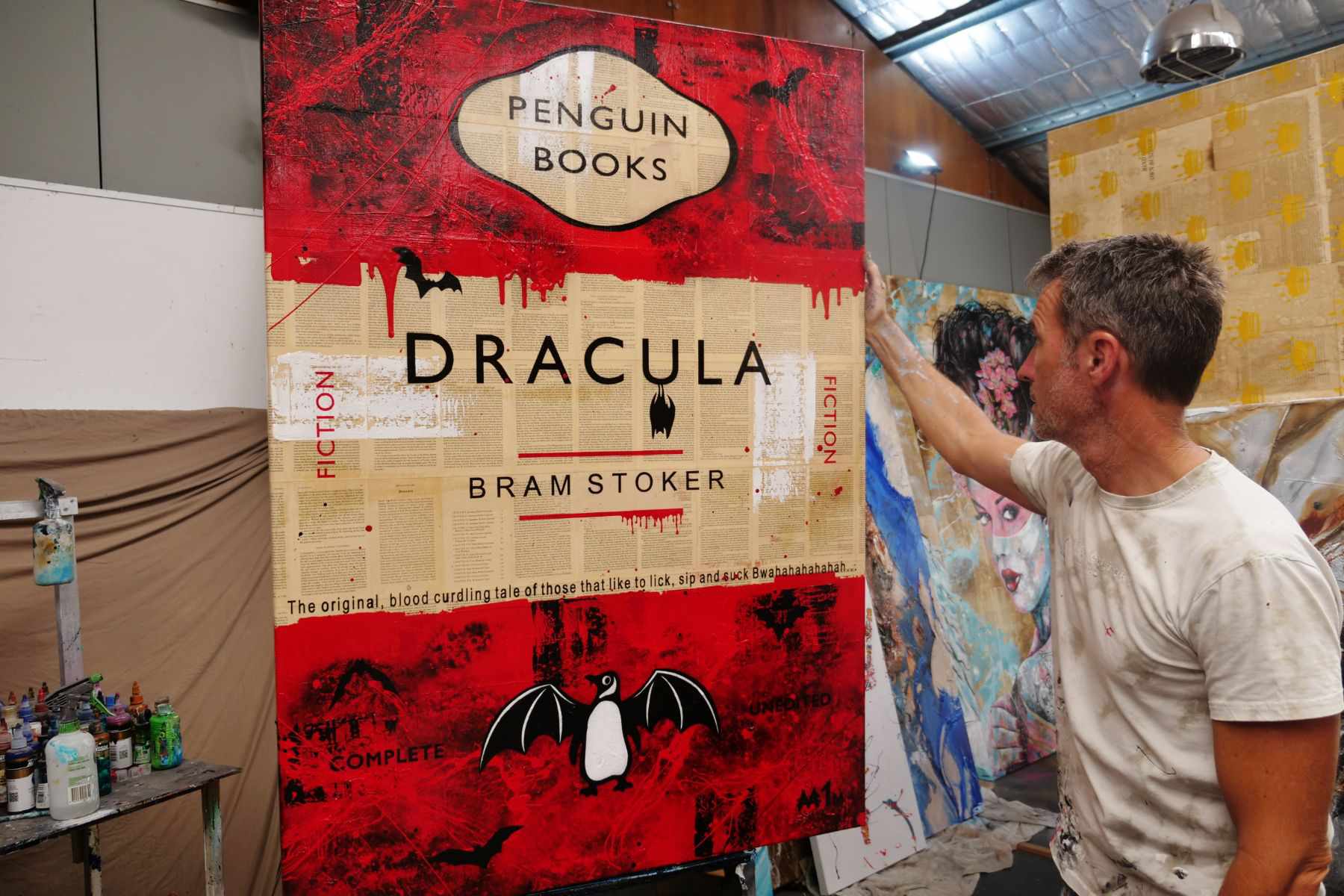 The Count 140cm x 100cm Dracula Urban Pop Book Club Painting-book club-Franko-[franko_art]-[beautiful_Art]-[The_Block]-Franklin Art Studio