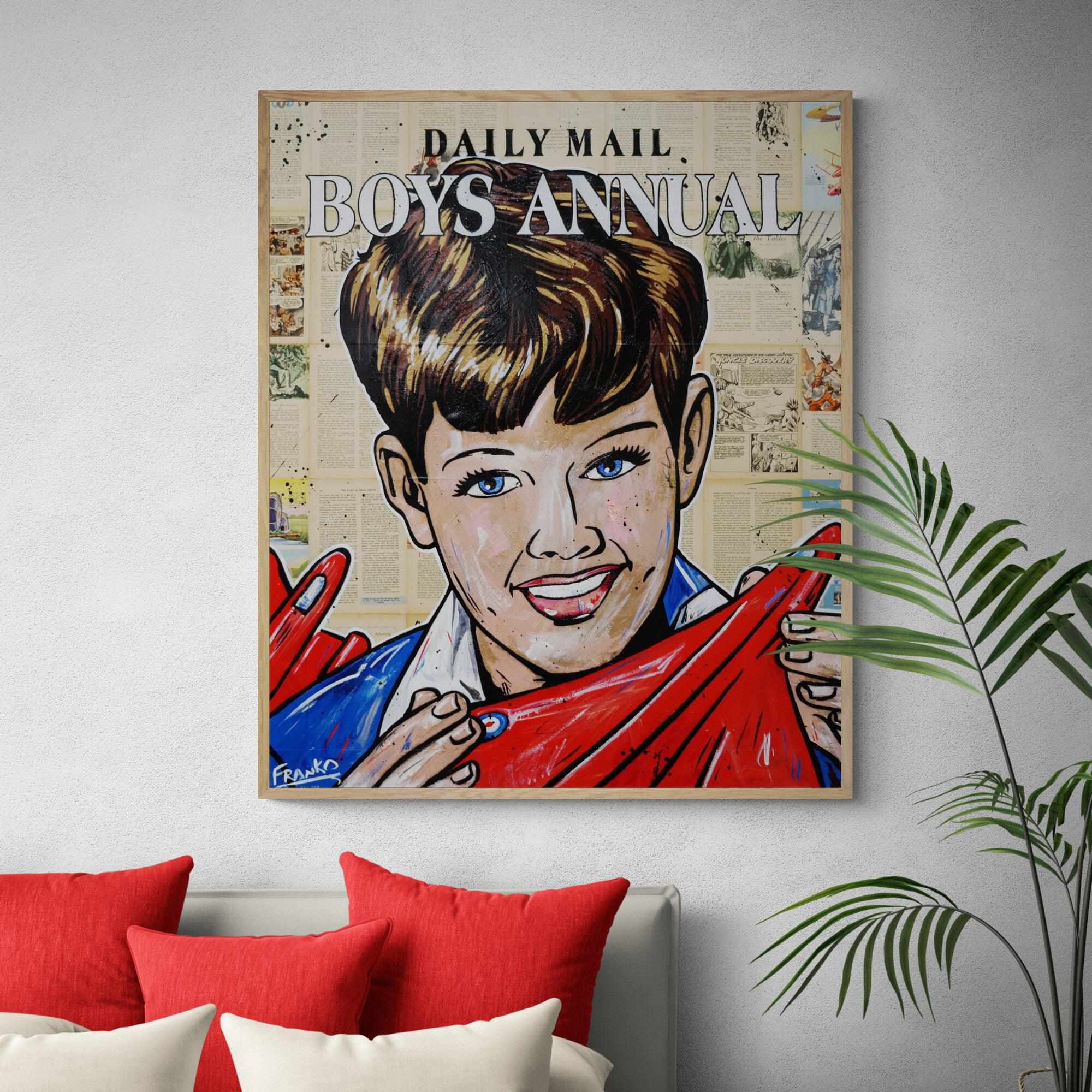 The Daily Mail 120cm x 100cm The Daily Mail Boys Annual Vintage Book Pop art Painting-Abstract-Franko-[franko_artist]-[Art]-[interior_design]-Franklin Art Studio