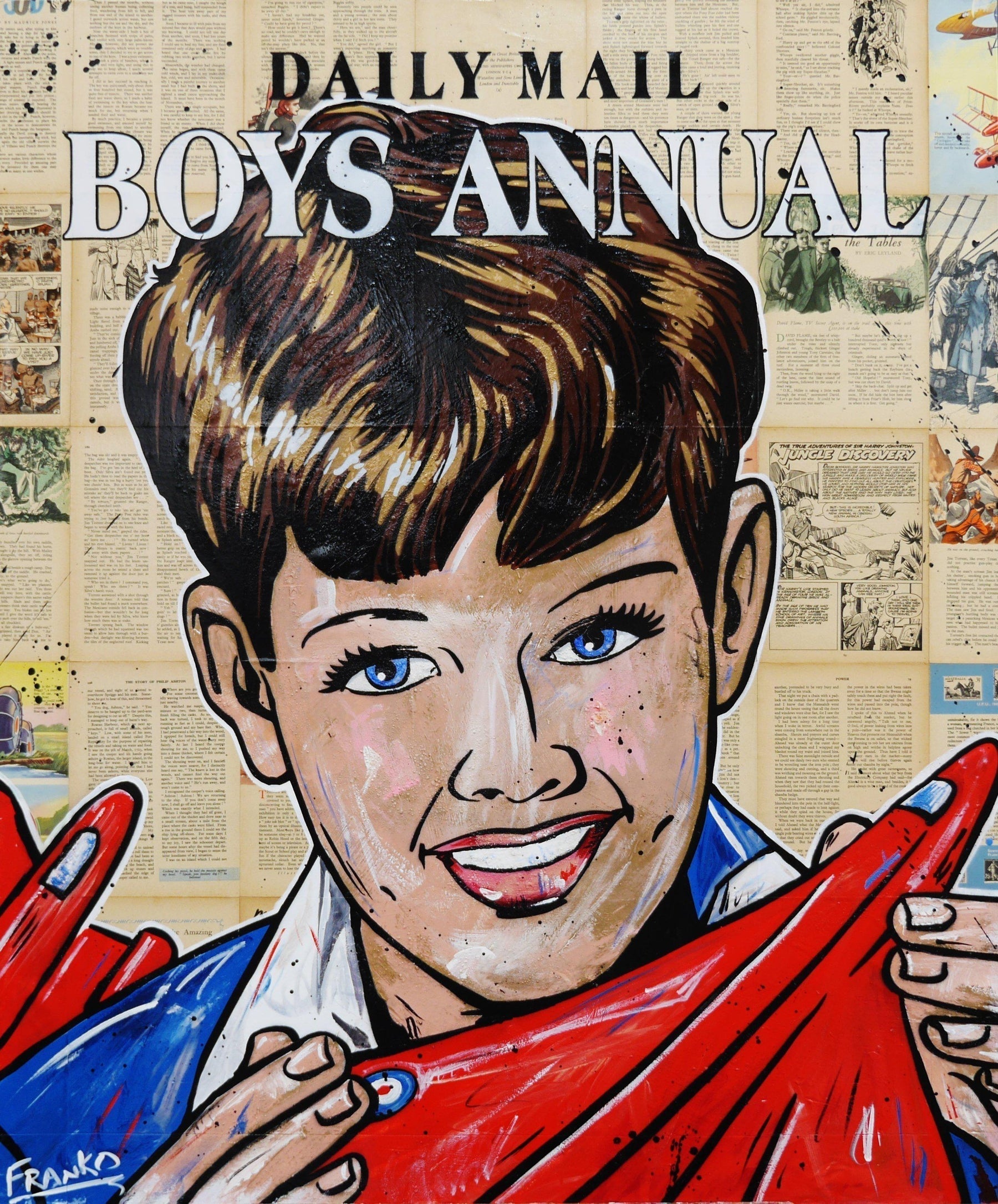 The Daily Mail 120cm x 100cm The Daily Mail Boys Annual Vintage Book Pop art Painting-Abstract-Franko-[Franko]-[Australia_Art]-[Art_Lovers_Australia]-Franklin Art Studio