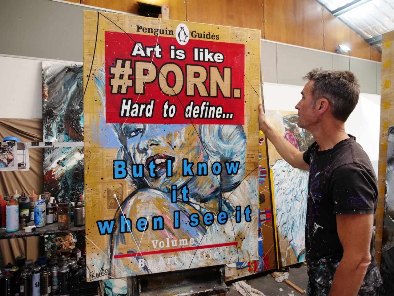 The Definitive Art Guide 140cm x 100cm Art Is Like Porn Urban Pop Book Club Painting (SOLD)-book club-[Franko Artist]-[Cheryl]-[Wendy]-[Gabriela]-Franklin Art Studio
