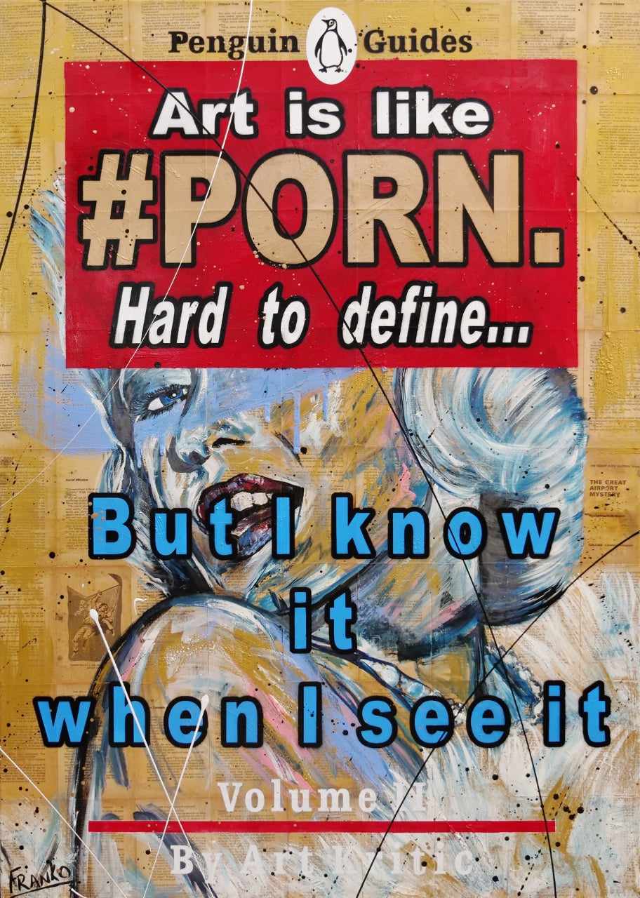 The Definitive Art Guide 140cm x 100cm Art Is Like Porn Urban Pop Book Club Painting (SOLD)-book club-[Franko ]-[Gallery]-[popular]-[Australia]-Franklin Art Studio