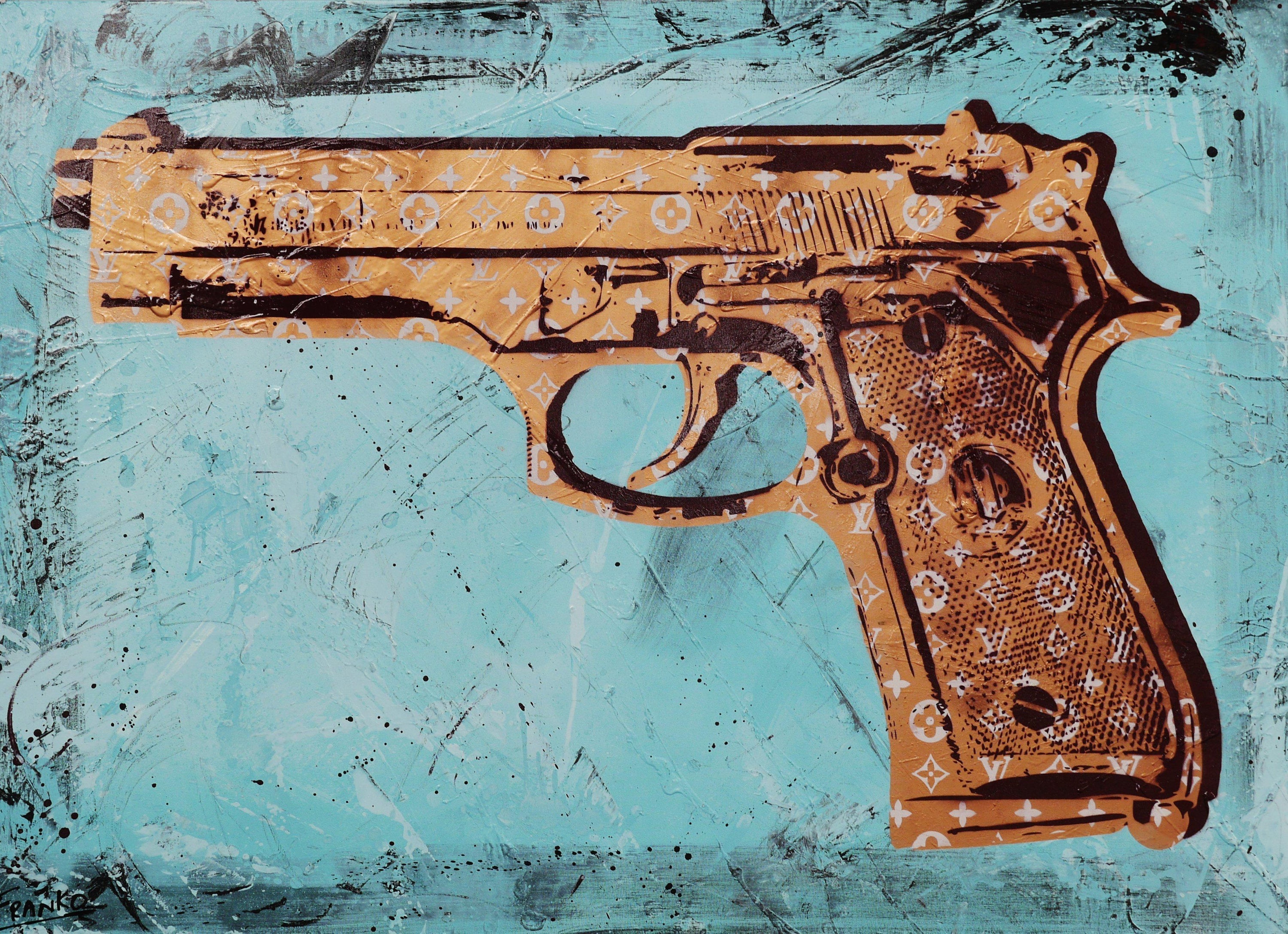 The Gun 140cm x 100cm Gun Pop Art Painting (SOLD)-urban pop-[Franko ]-[Gallery]-[popular]-[Australia]-Franklin Art Studio