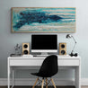 The Malted Southern 160cm x 60cm Cream Blue Textured Abstract Painting-Abstract-Franko-[franko_artist]-[Art]-[interior_design]-Franklin Art Studio