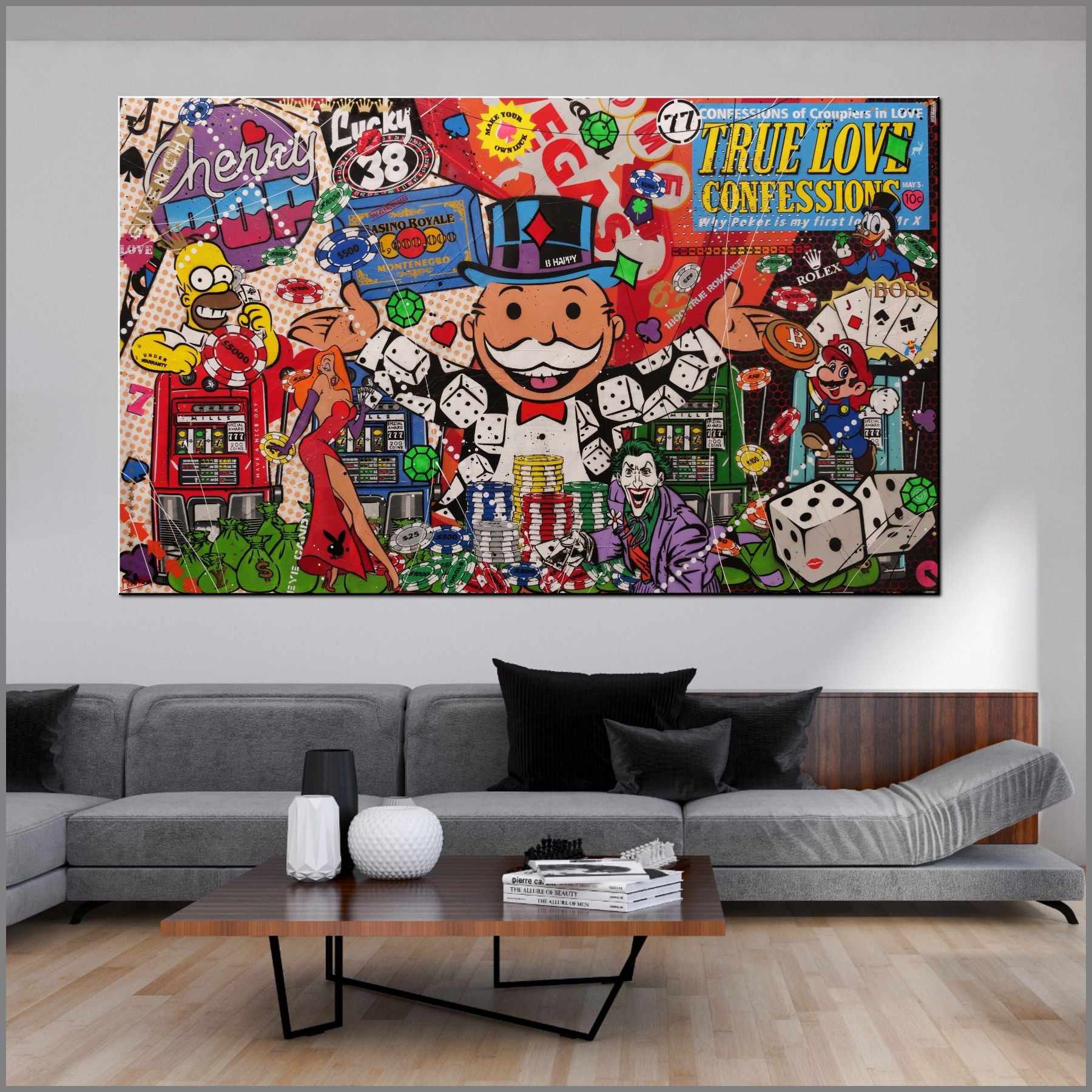The Monopoly Gambler 250cm x 150cm Monopoly Man Textured Urban Pop Art Painting (SOLD)-Urban Pop Art-Franko-[Franko]-[huge_art]-[Australia]-Franklin Art Studio