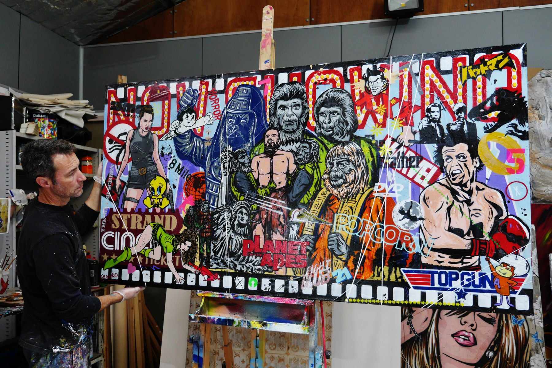 The Planet 190cm x 100cm Cinema Movies Planet of the Apes Textured Urban Pop Art Painting (SOLD)-urban pop-[Franko Artist]-[Gold Coast]-[Brisbane]-[Huge]-Franklin Art Studio