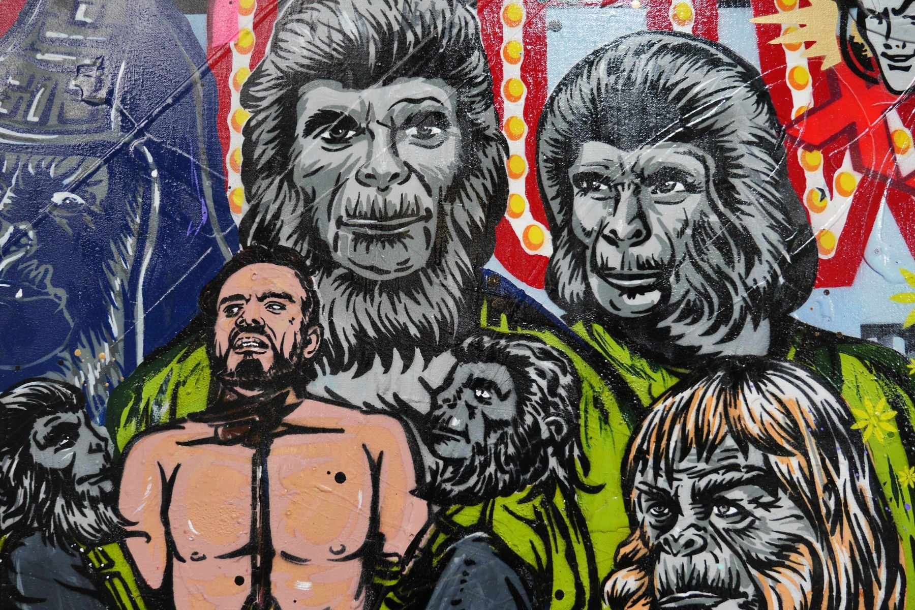 The Planet 190cm x 100cm Cinema Movies Planet of the Apes Textured Urban Pop Art Painting (SOLD)