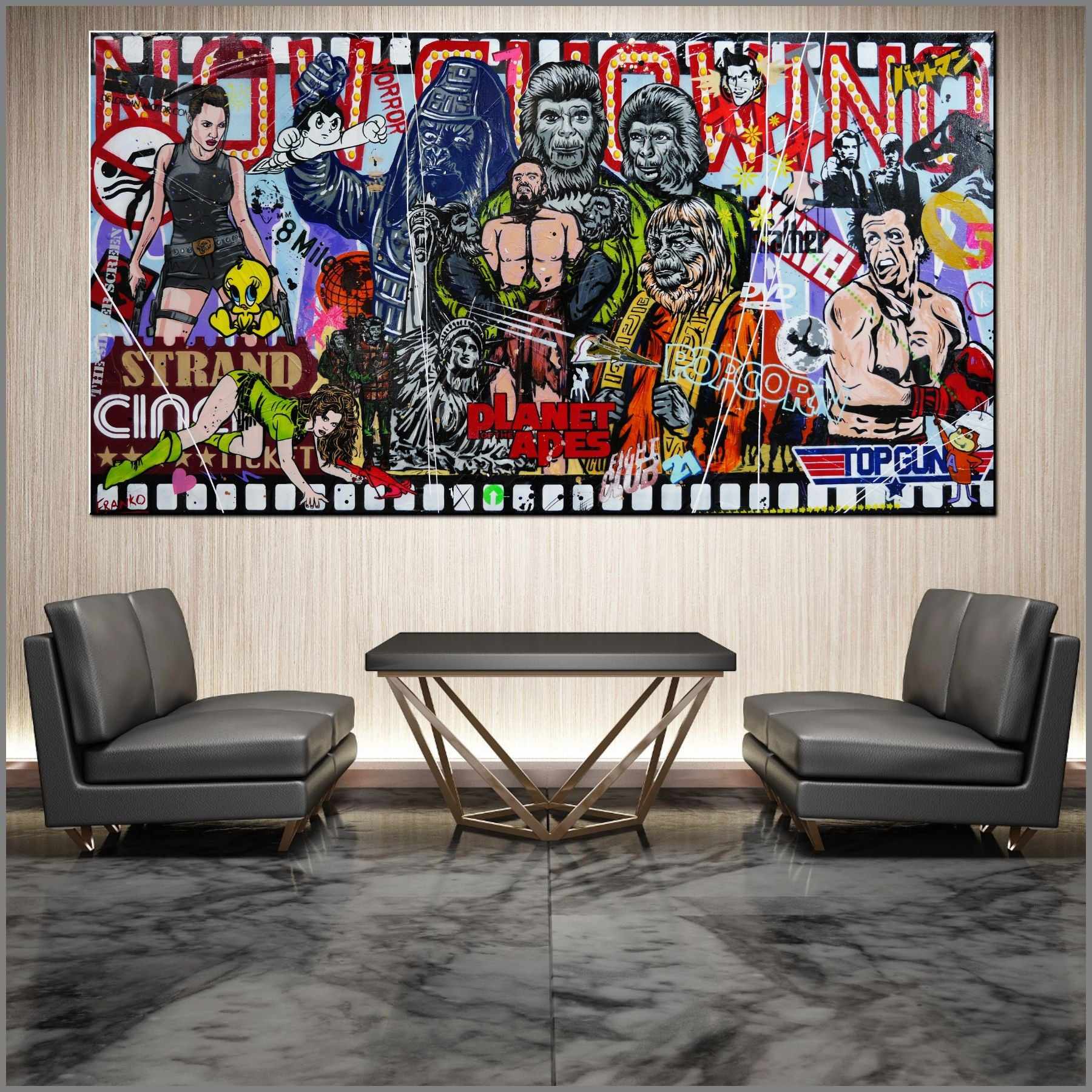 The Planet 190cm x 100cm Cinema Movies Planet of the Apes Textured Urban Pop Art Painting (SOLD)-urban pop-Franko-[huge]-[Australian]-[best Selling]-Franklin Art Studio