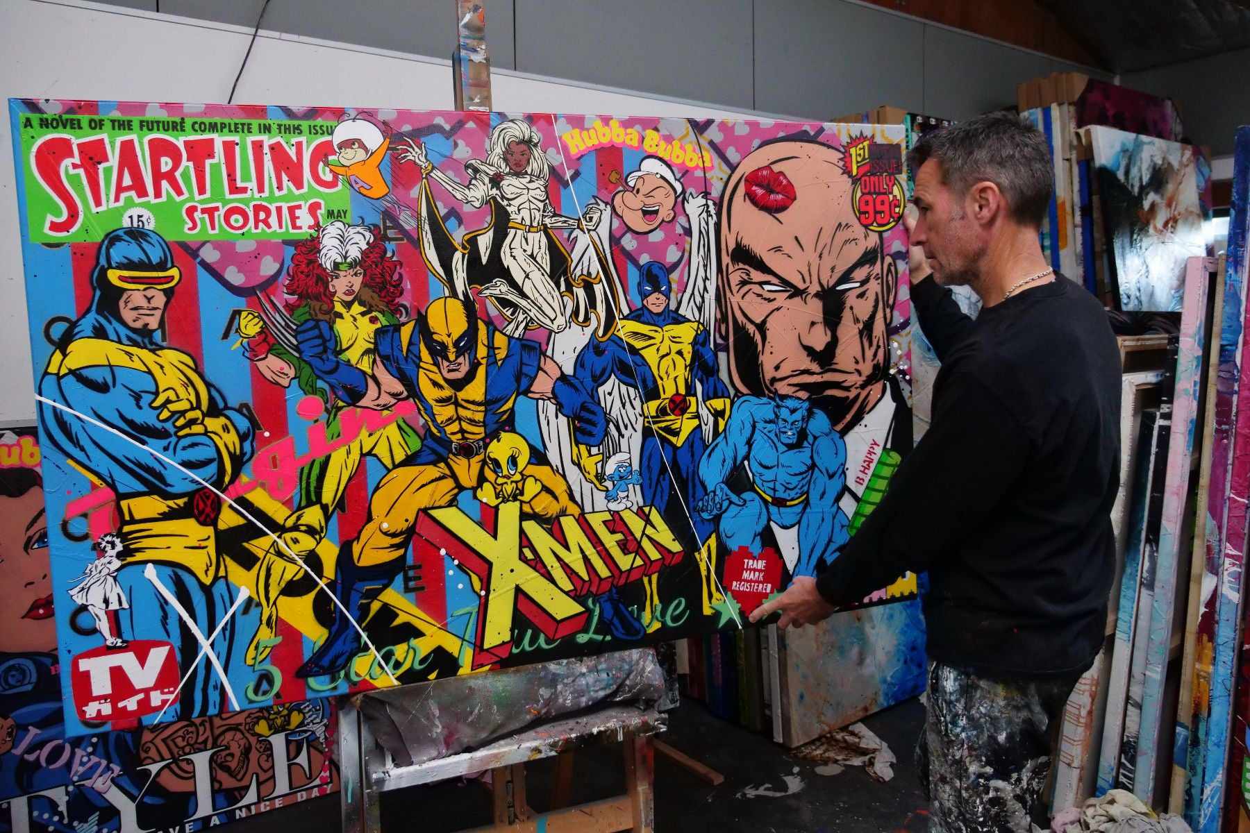 The Uncanny X-Men 160cm x 100cm X-Men Textured Urban Pop Art Painting (SOLD)-Urban Pop Art-Franko-[franko_art]-[beautiful_Art]-[The_Block]-Franklin Art Studio