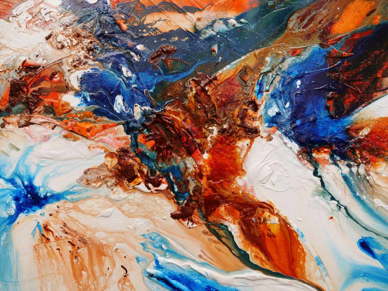 The West Coast 160cm x 100cm Orange Blue Textured Abstract Painting (SOLD)
