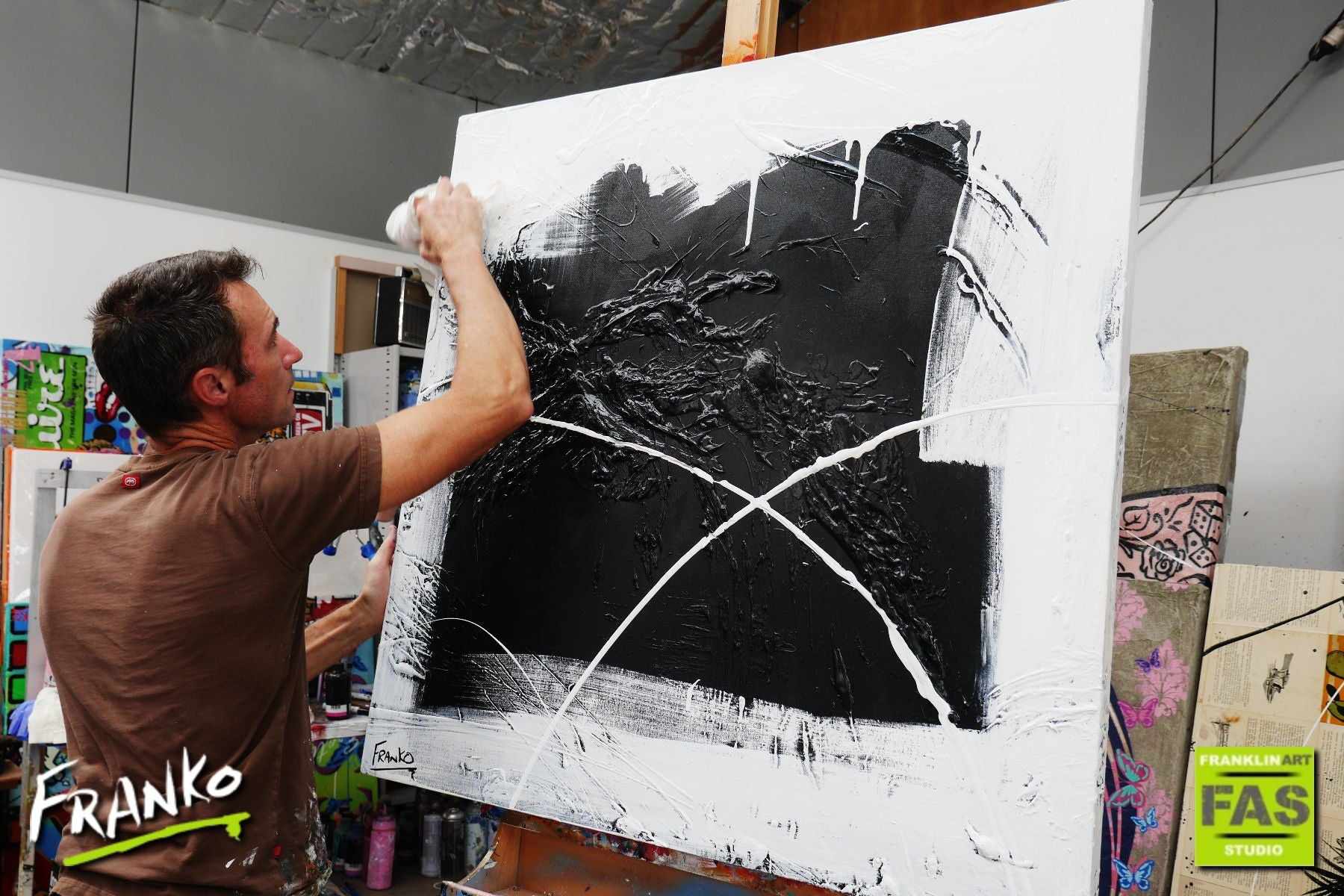 The Window 100cm x 100cm Minimalist Black White Abstract Painting (SOLD)-Abstract-[Franko Artist]-[Gold Coast]-[Brisbane]-[Huge]-Franklin Art Studio