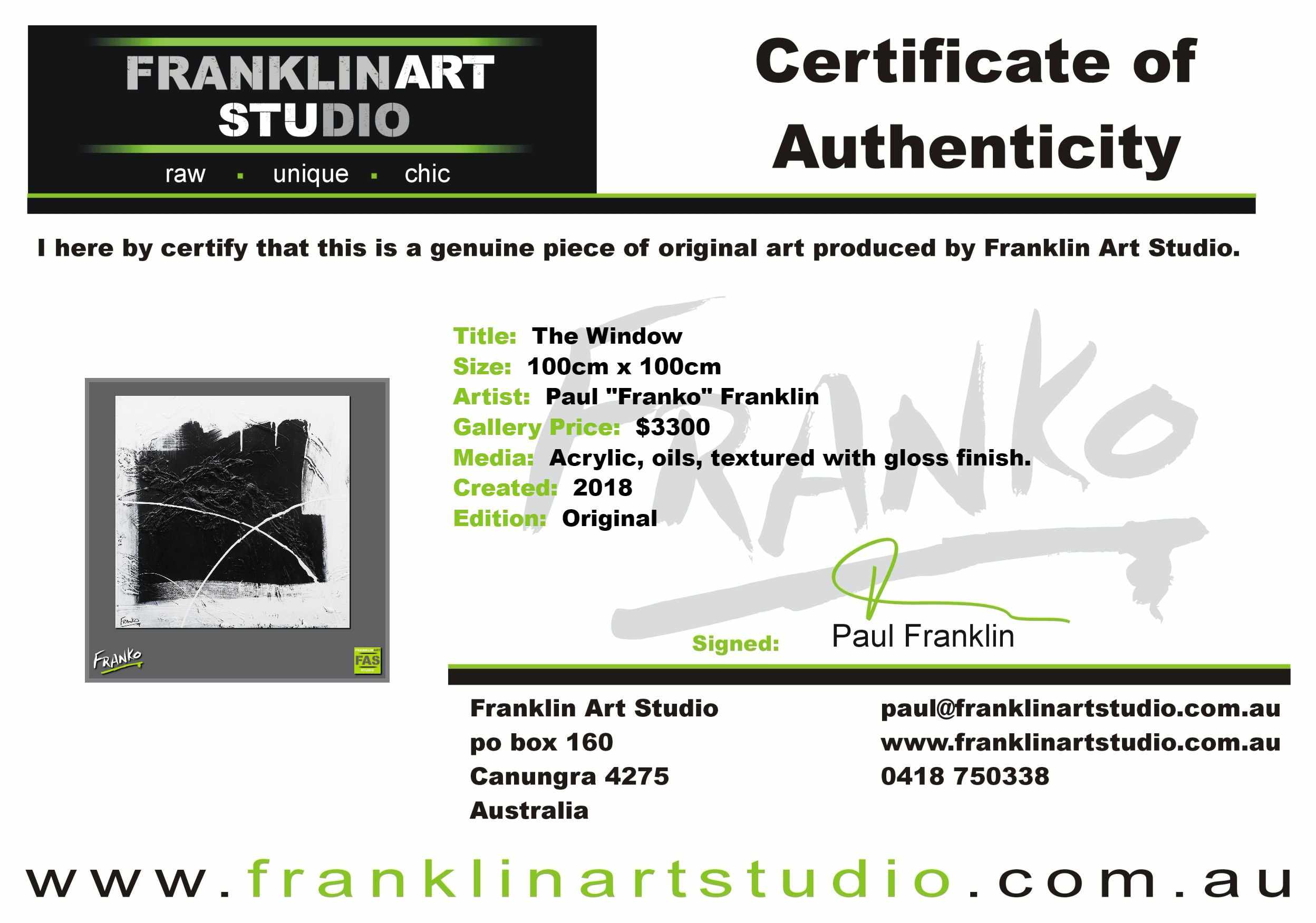 The Window 100cm x 100cm Minimalist Black White Abstract Painting (SOLD)-Abstract-Franko-[franko_art]-[beautiful_Art]-[The_Block]-Franklin Art Studio