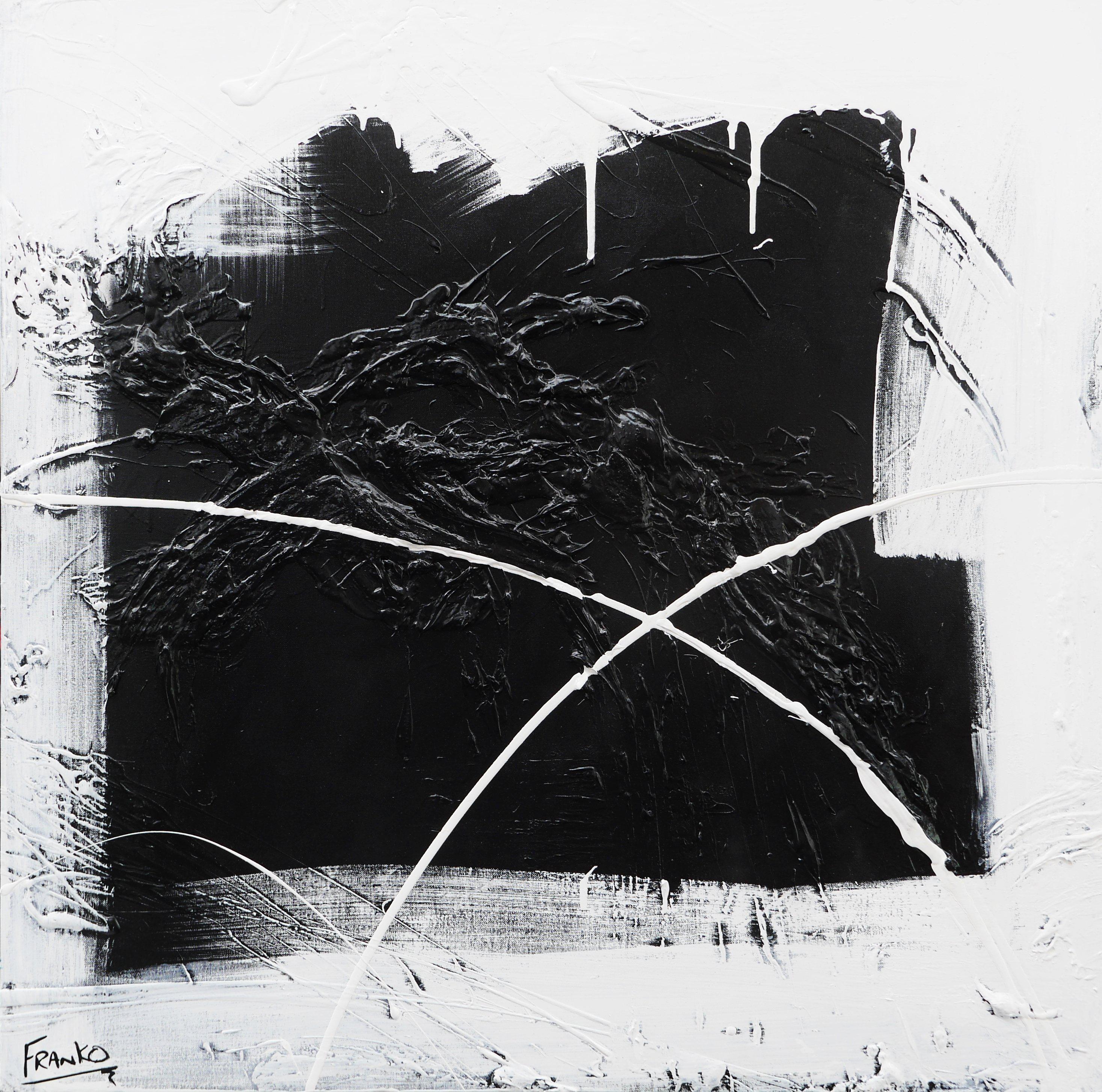 The Window 100cm x 100cm Minimalist Black White Abstract Painting (SOLD)-Abstract-Franko-[Franko]-[Australia_Art]-[Art_Lovers_Australia]-Franklin Art Studio