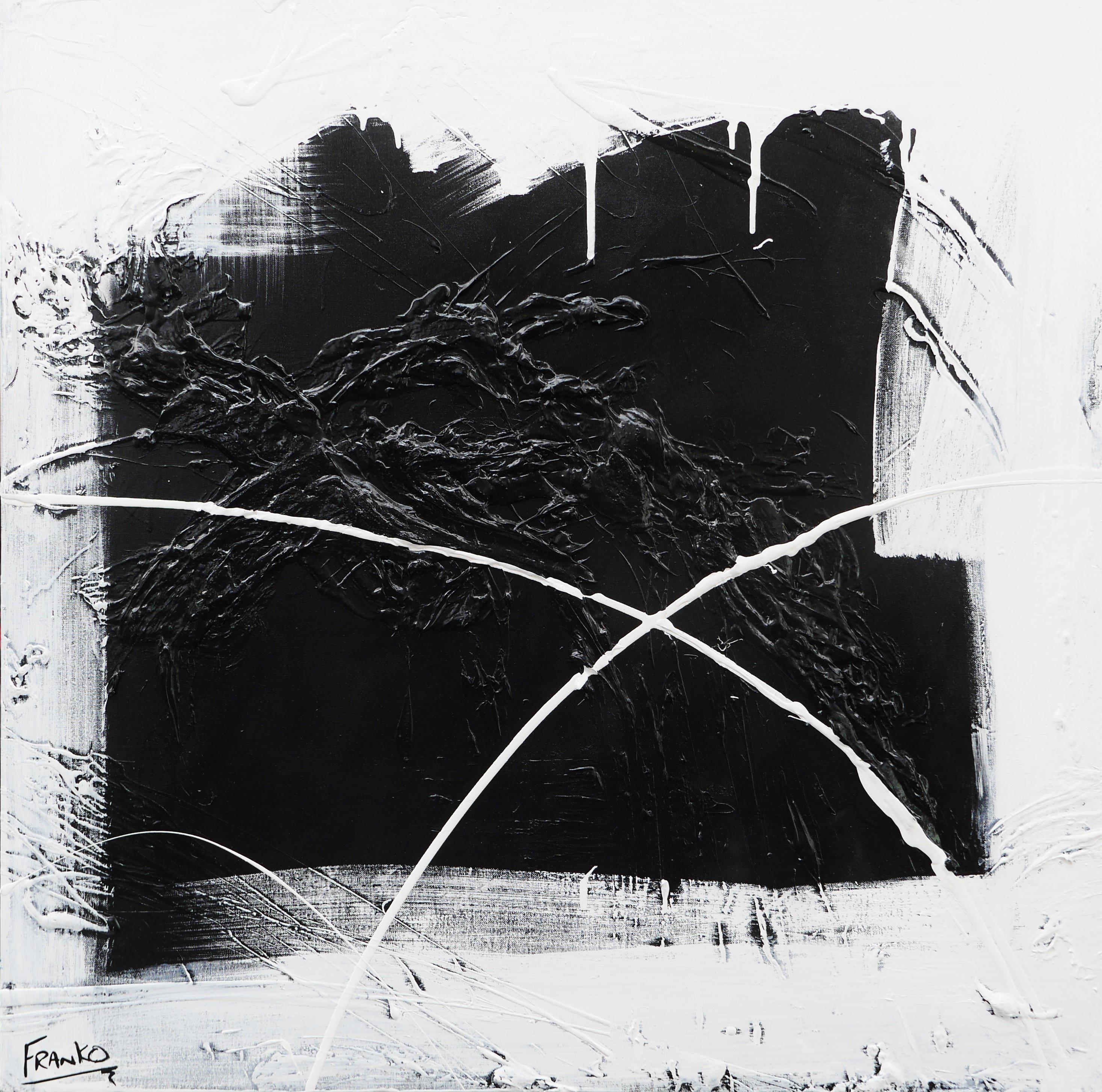 The Window 100cm x 100cm Minimalist Black White Abstract Painting (SOLD)-Abstract-[Franko ]-[Gallery]-[popular]-[Australia]-Franklin Art Studio