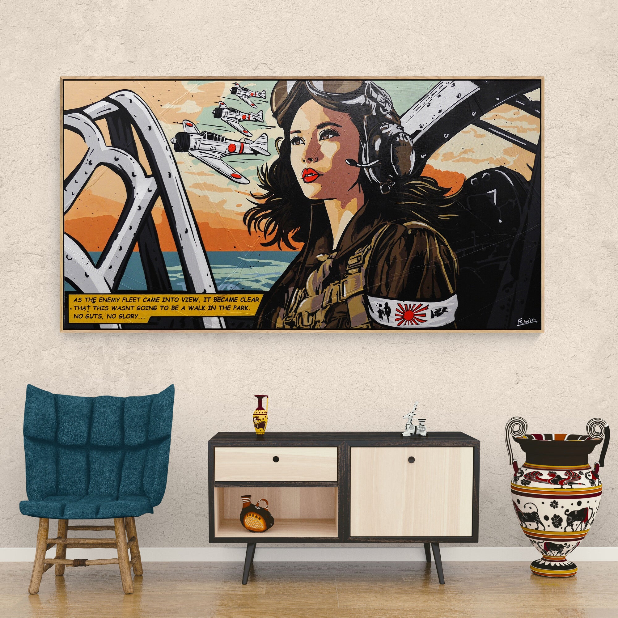 The Enemy Fleet ... 190cm x 100cm Woman War Textured Urban Pop Art Painting (SOLD)