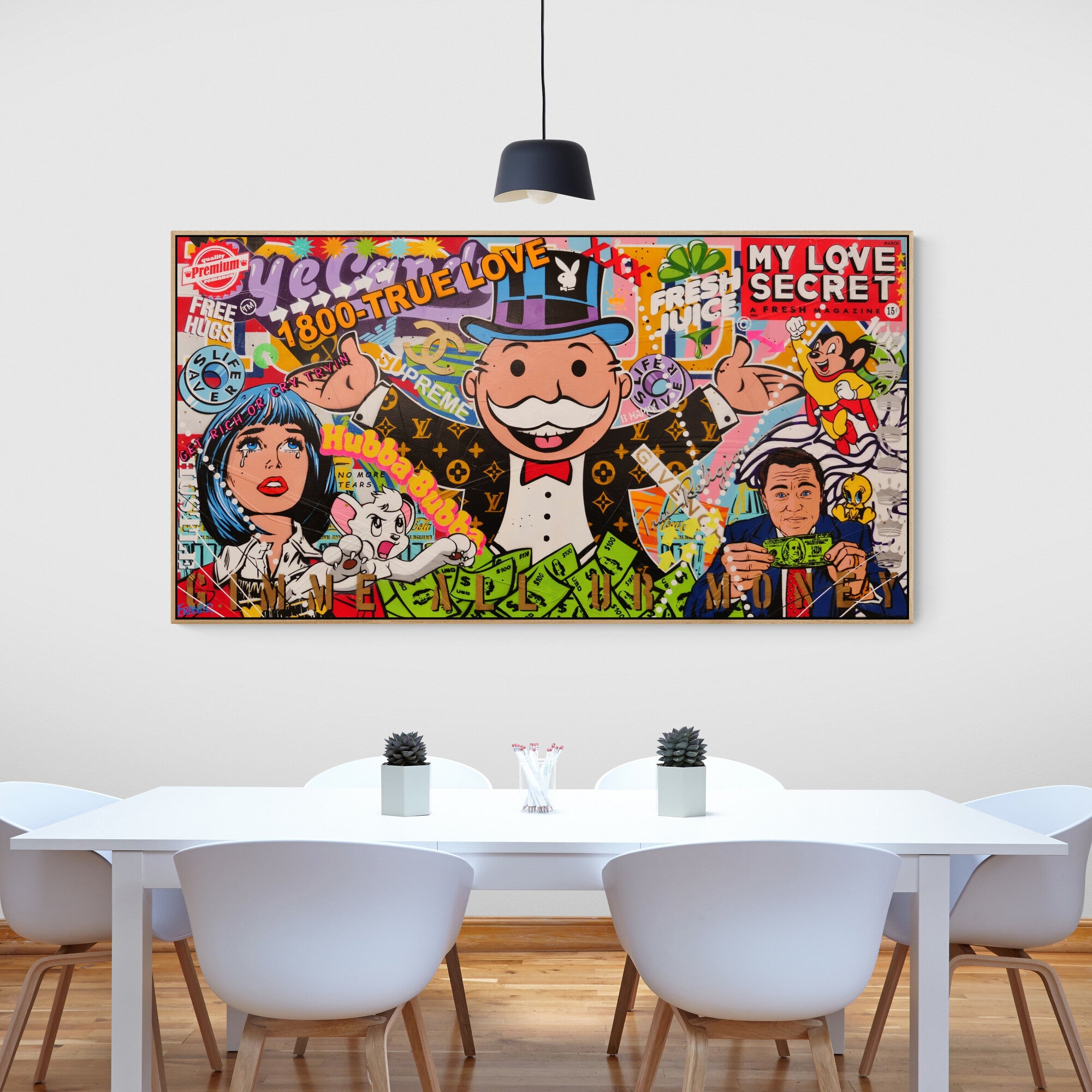 Jackpot Money 190cm x 100cm Monopoly Man Textured Urban Pop Art Painting (SOLD)-Urban Pop Art-[Franko Artist]-[Cheryl]-[Wendy]-[Gabriela]-Franklin Art Studio