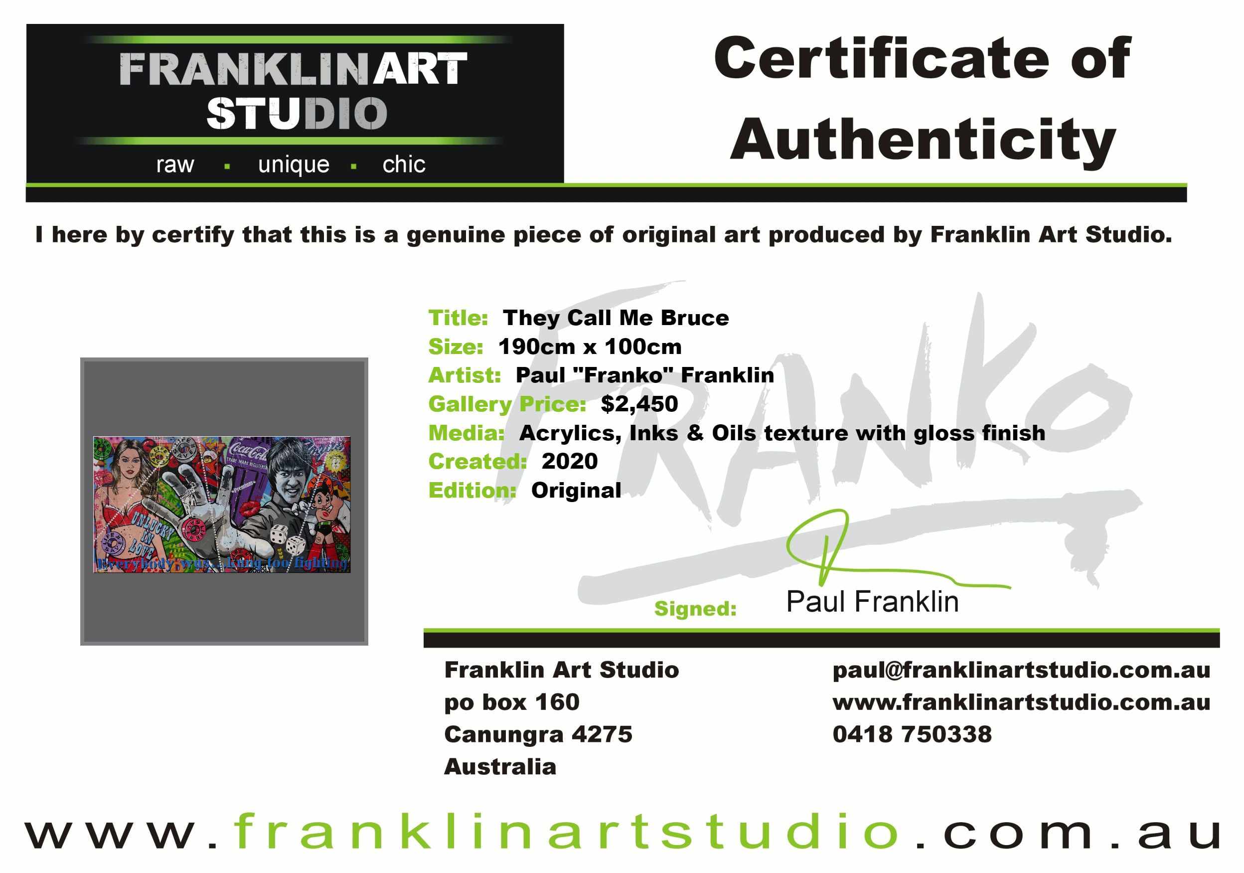 They Call Me Bruce 190cm x 100cm Bruce Lee Kung Fu Textured Urban Pop Art Painting (SOLD)-Urban Pop Art-[Franko Artist]-[Cheryl]-[Wendy]-[Gabriela]-Franklin Art Studio