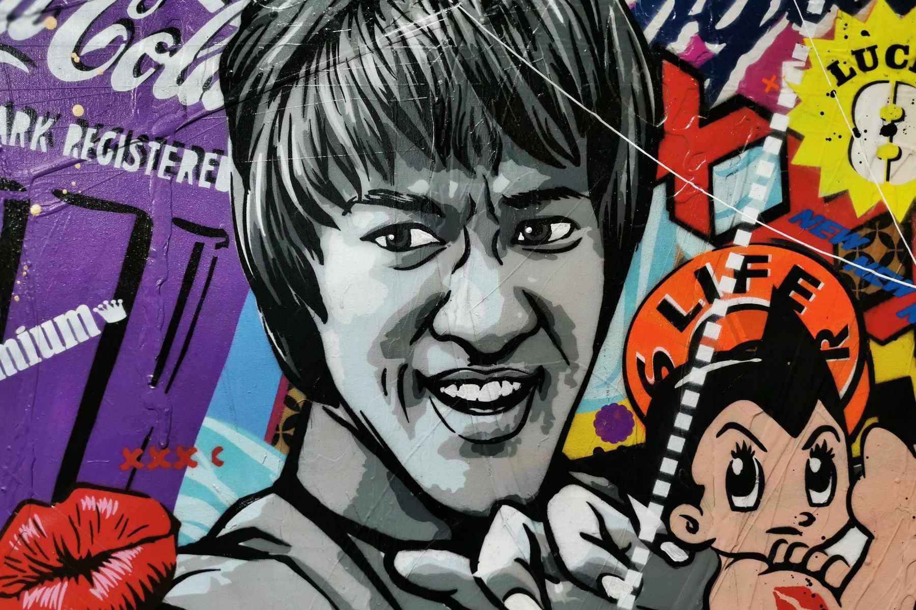 They Call Me Bruce 190cm x 100cm Bruce Lee Kung Fu Textured Urban Pop Art Painting (SOLD)