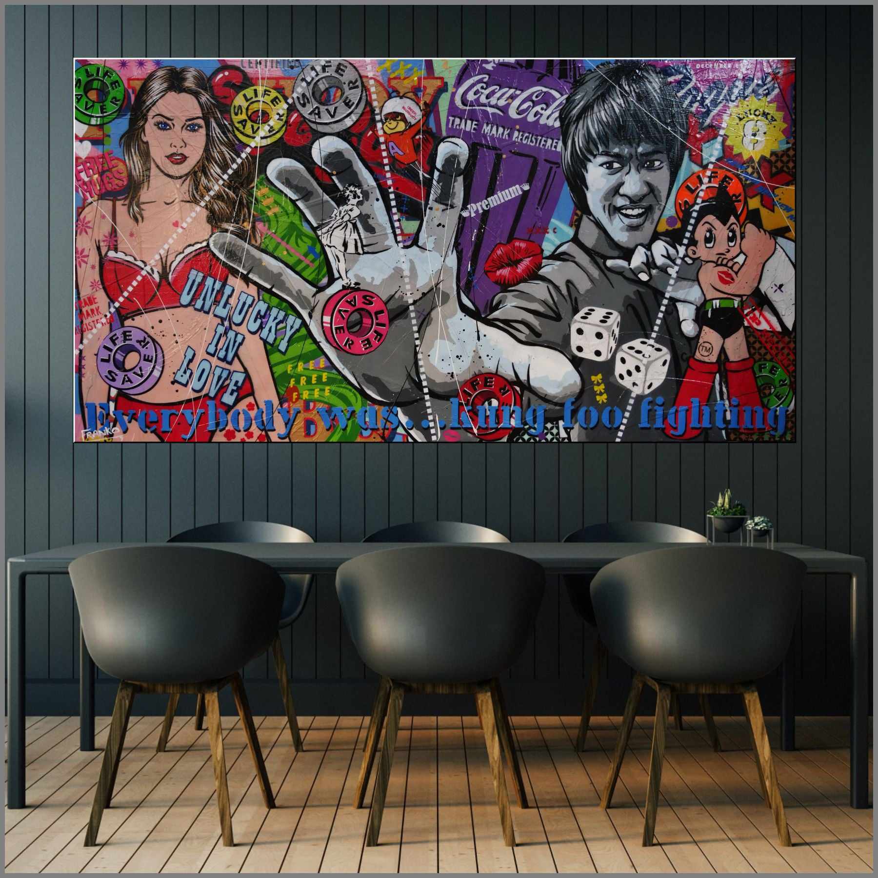 They Call Me Bruce 190cm x 100cm Bruce Lee Kung Fu Textured Urban Pop Art Painting (SOLD)-Urban Pop Art-Franko-[huge]-[Australian]-[best Selling]-Franklin Art Studio