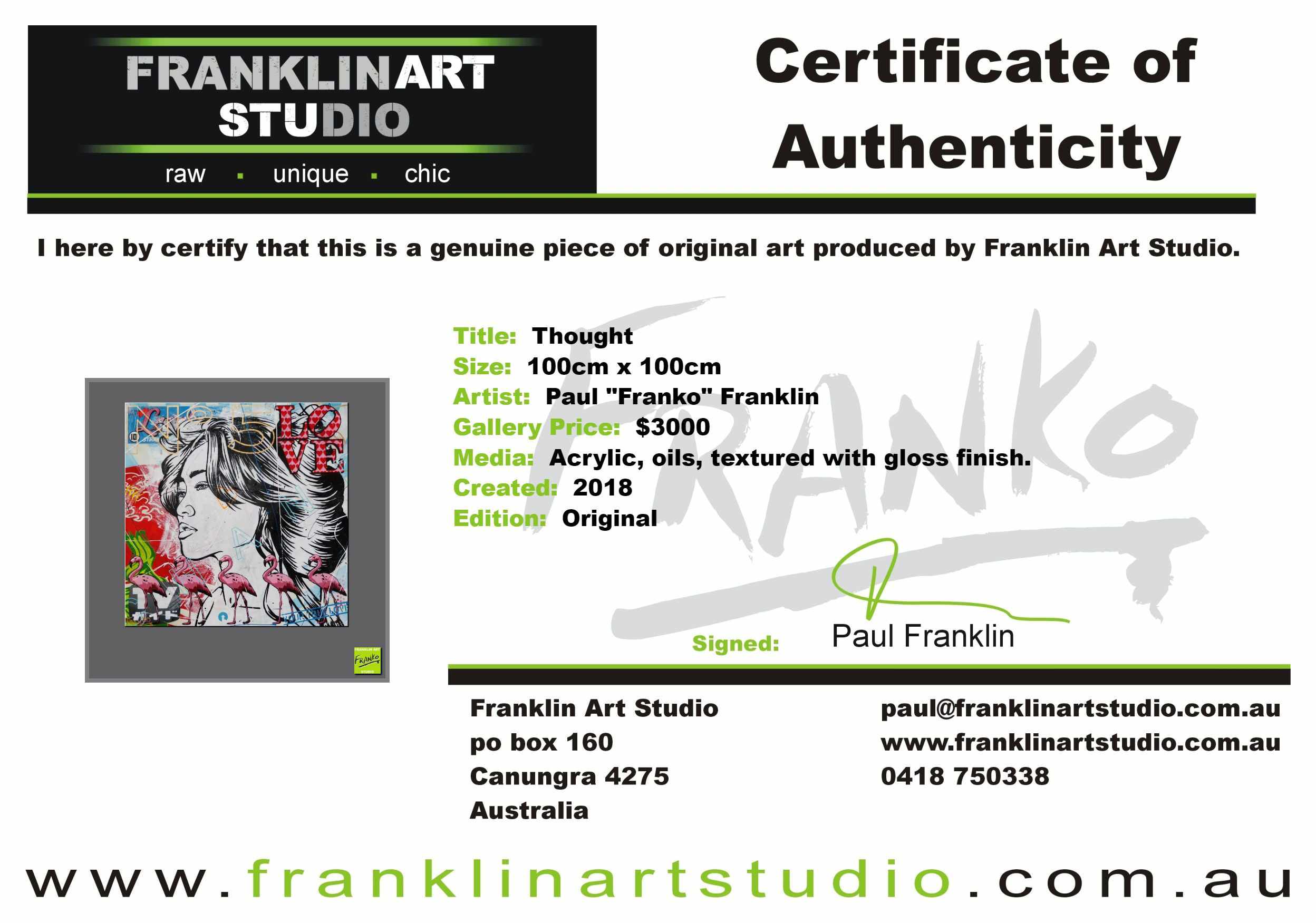 Thought 100cm x 100cm Geisha Textured Urban Pop Art Painting (SOLD)-urban pop-Franko-[franko_art]-[beautiful_Art]-[The_Block]-Franklin Art Studio