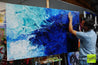 Titanium Blue 160cm x 100cm Blue White Textured Abstract Painting (SOLD)-Abstract-[Franko Artist]-[Gold Coast]-[Brisbane]-[Huge]-Franklin Art Studio