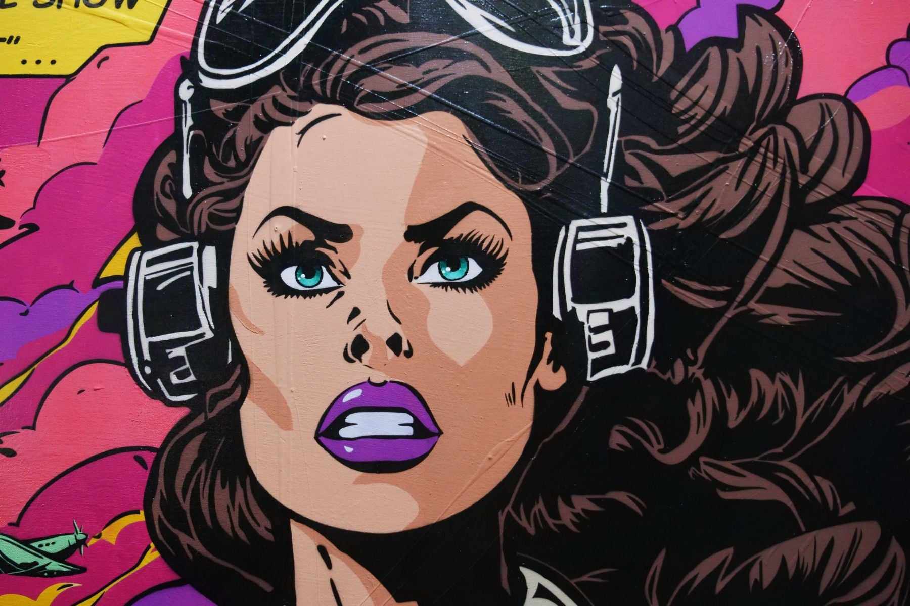 To The Plane 160cm x 100cm Comic Woman Textured Urban Pop Art Painting (SOLD)