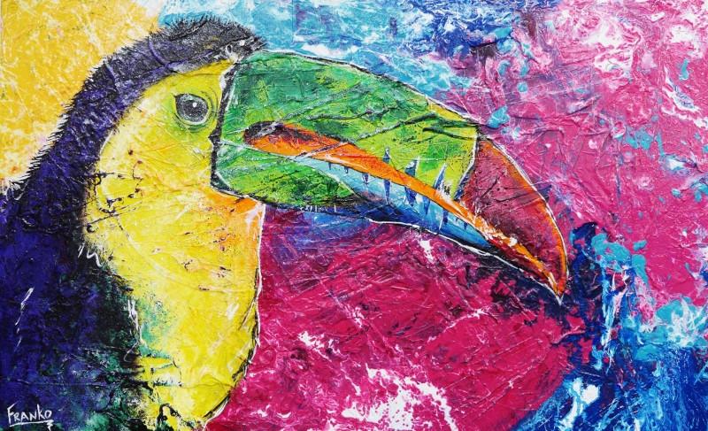 Toucan Riots 160cm x 100cm Toucan Painting (SOLD)-Animals-Franko-[Franko]-[Australia_Art]-[Art_Lovers_Australia]-Franklin Art Studio