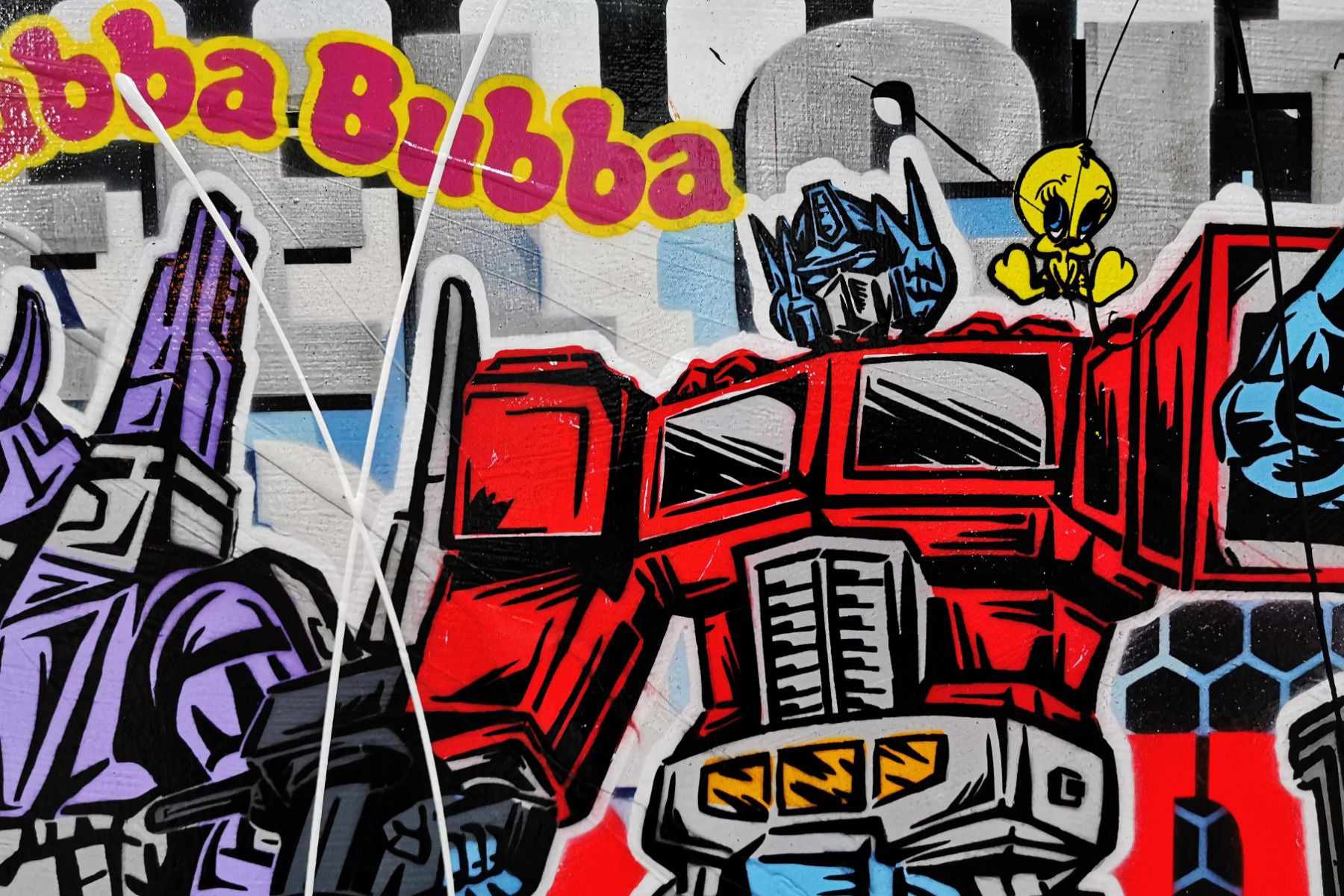 Transforming 190cm x 100cm Transformers Textured Urban Pop Art Painting (SOLD)-Urban Pop Art-[Franko]-[Artist]-[Australia]-[Painting]-Franklin Art Studio