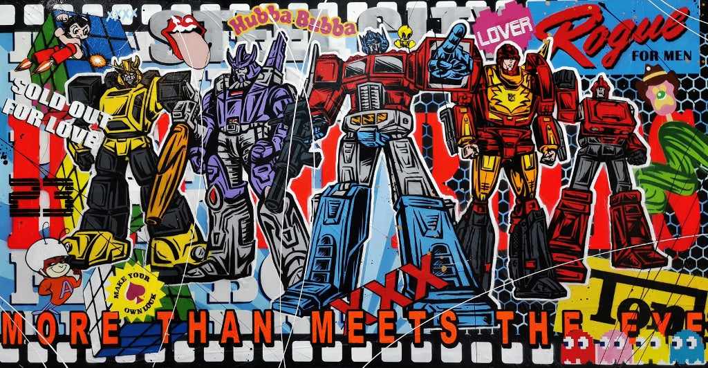 Transforming 190cm x 100cm Transformers Textured Urban Pop Art Painting (SOLD)-Urban Pop Art-[Franko ]-[Gallery]-[popular]-[Australia]-Franklin Art Studio