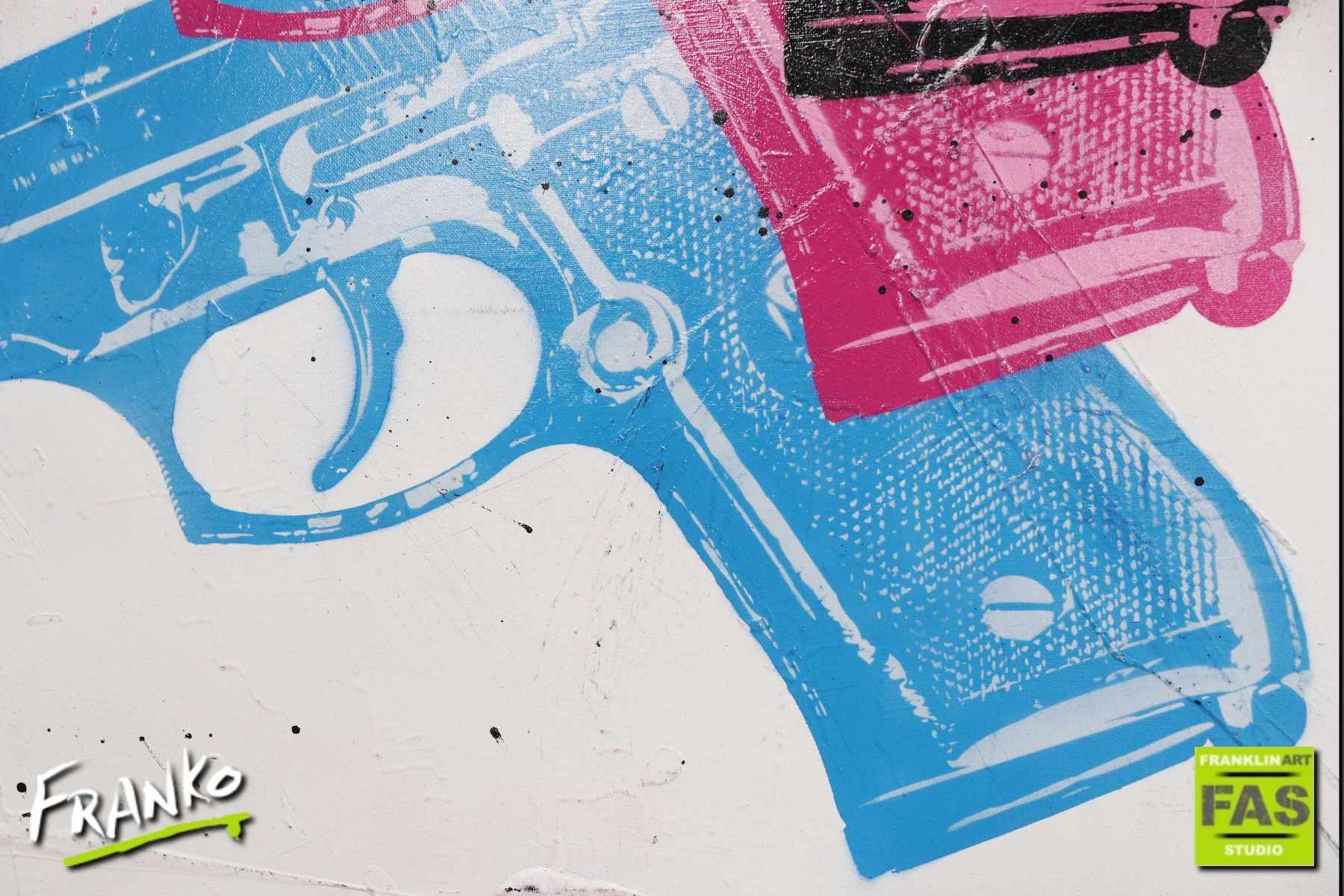 Triple X Guns 140cm x 100cm Guns Pop Art Painting Campbells (SOLD)-urban pop-[Franko]-[Artist]-[Australia]-[Painting]-Franklin Art Studio