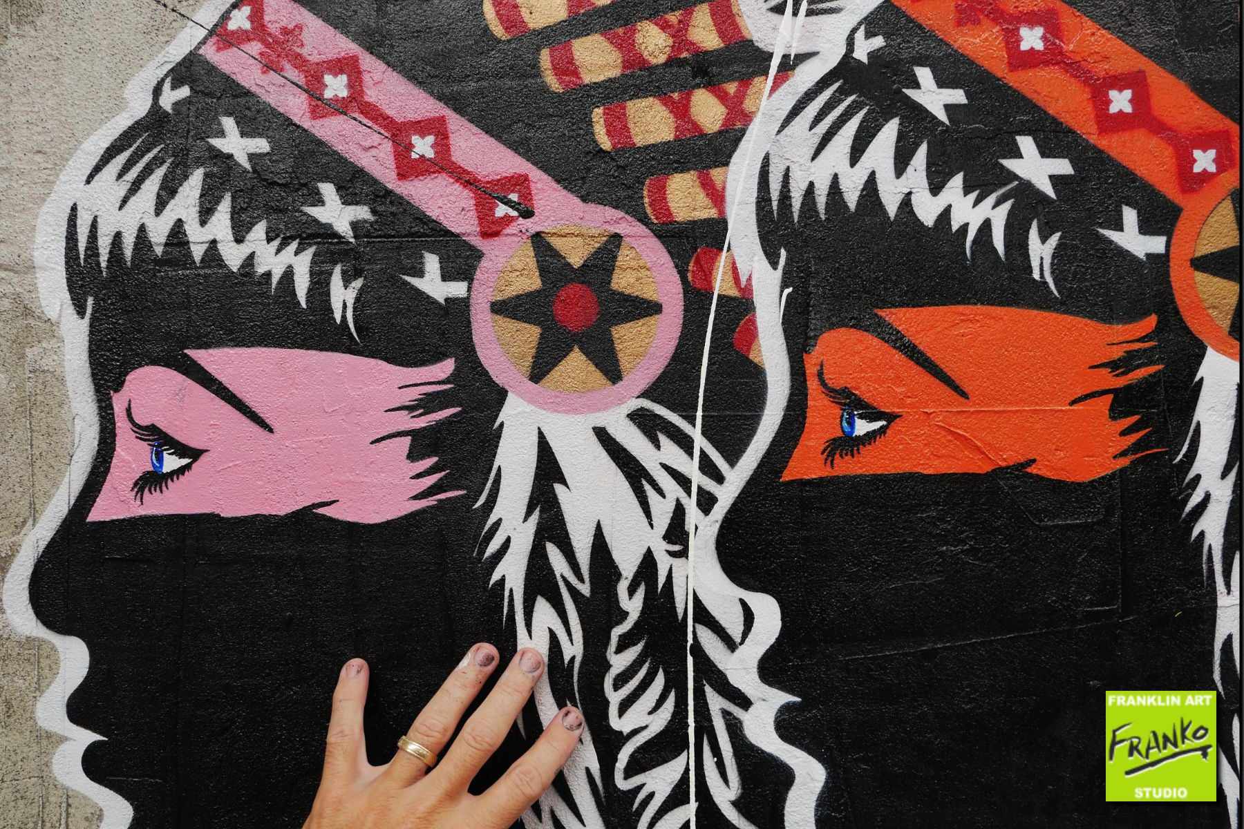 Triplex 190cm x 100cm Indian Headdress Textured Urban Pop Art Painting (SOLD)