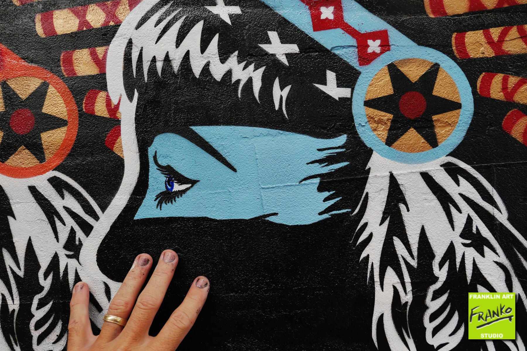 Triplex 190cm x 100cm Indian Headdress Textured Urban Pop Art Painting (SOLD)